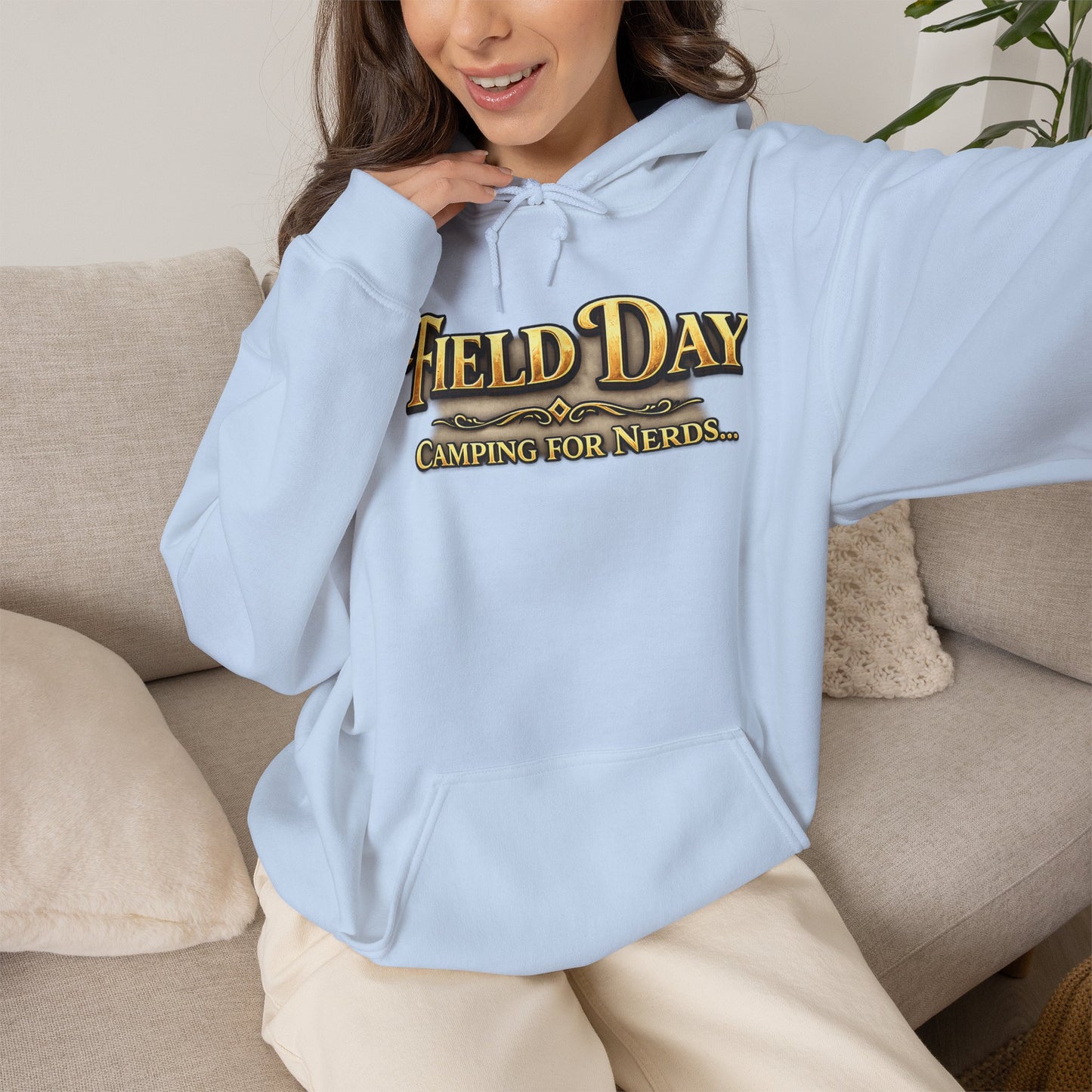 "Field Day: Camping for Nerds" Retro Outdoor Graphic Hoodie