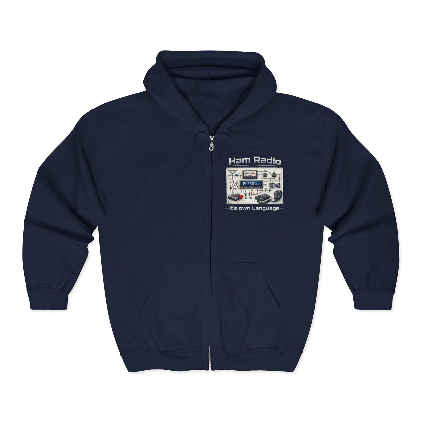 Ham Radio Zip Hoodie — 'Ham Radio: It’s Our Language' Operator Sweatshirt