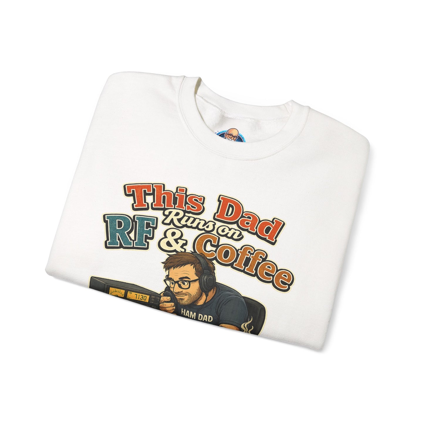 Dad Runs on RF & Coffee Crewneck Sweatshirt – Funny Radio/Engineering Father’s Day Gift