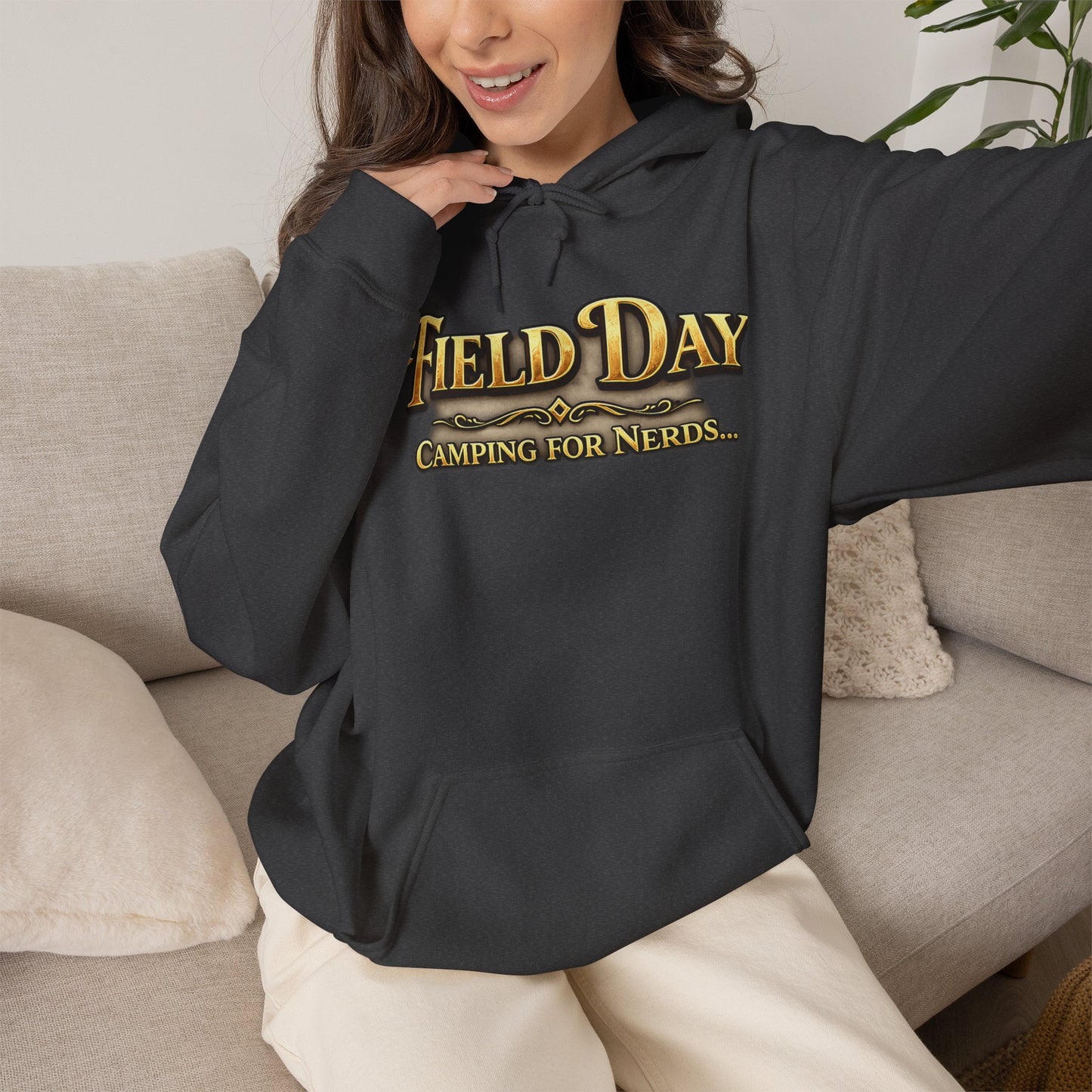 "Field Day: Camping for Nerds" Retro Outdoor Graphic Hoodie