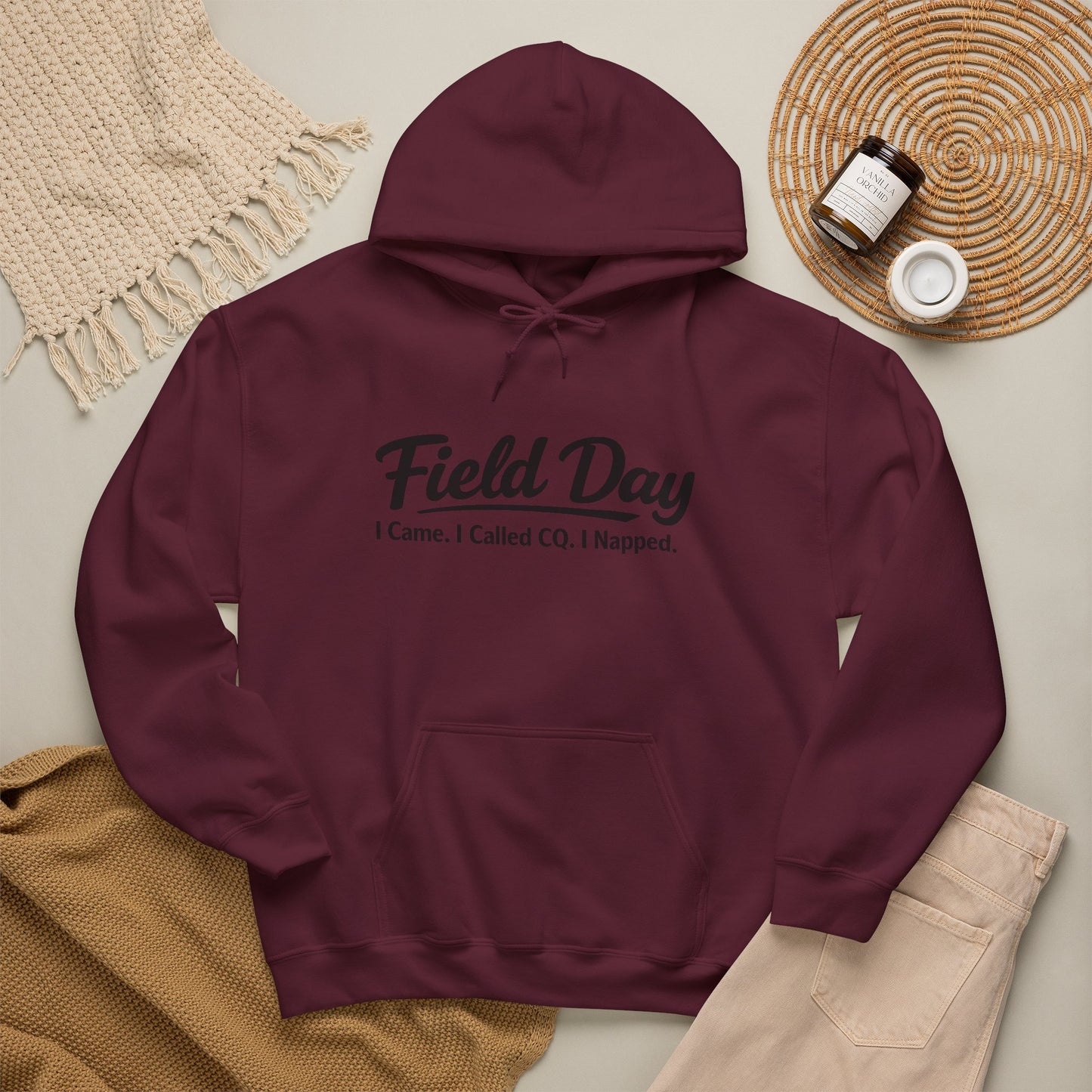 Field Day Hoodie – “Field Day: I Came. I Called CQ. I Napped.” Casual Radio Operator Sweatshirt