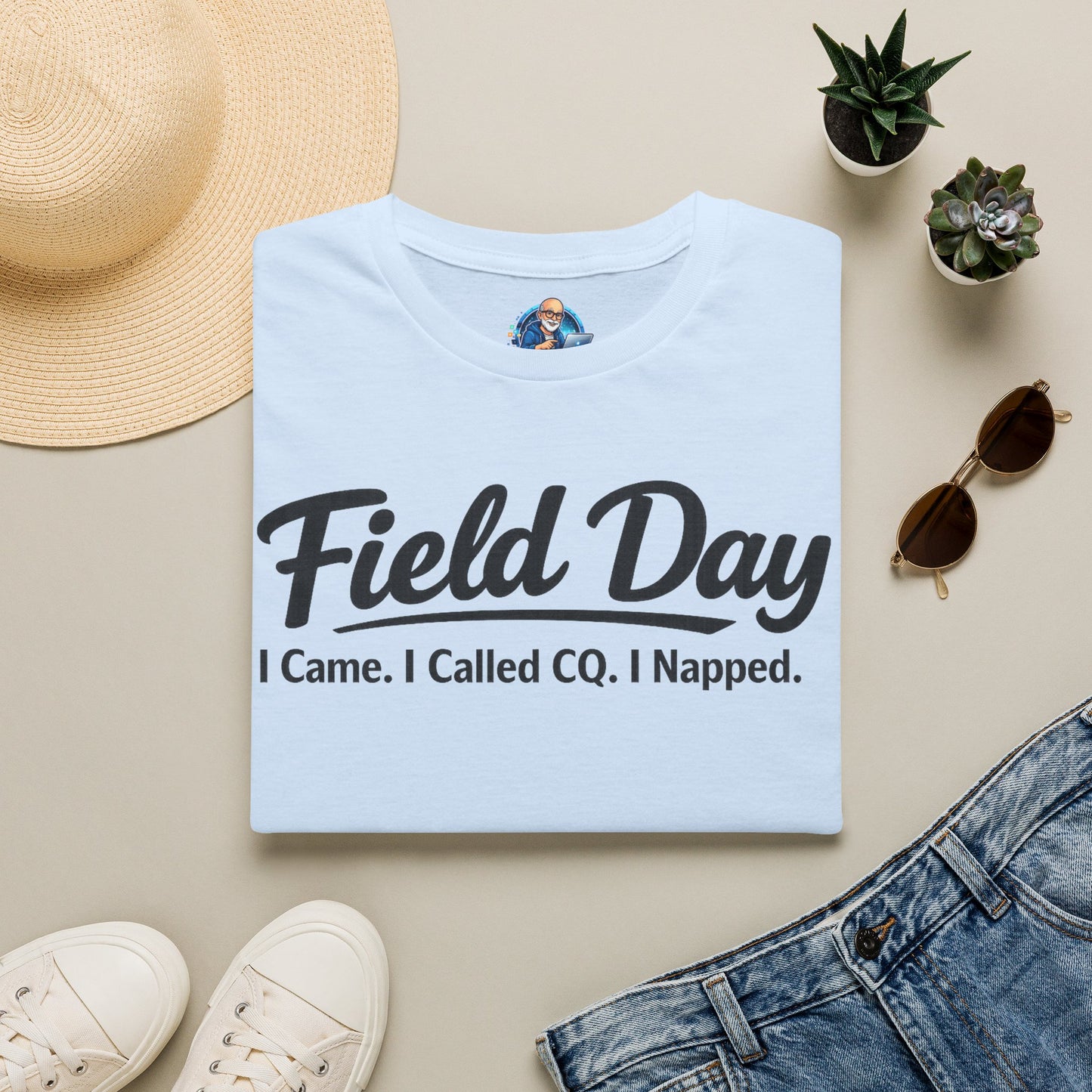 Field Day T-Shirt — "I Came. I Called CQ. I Napped." Casual Ham Radio Shirt