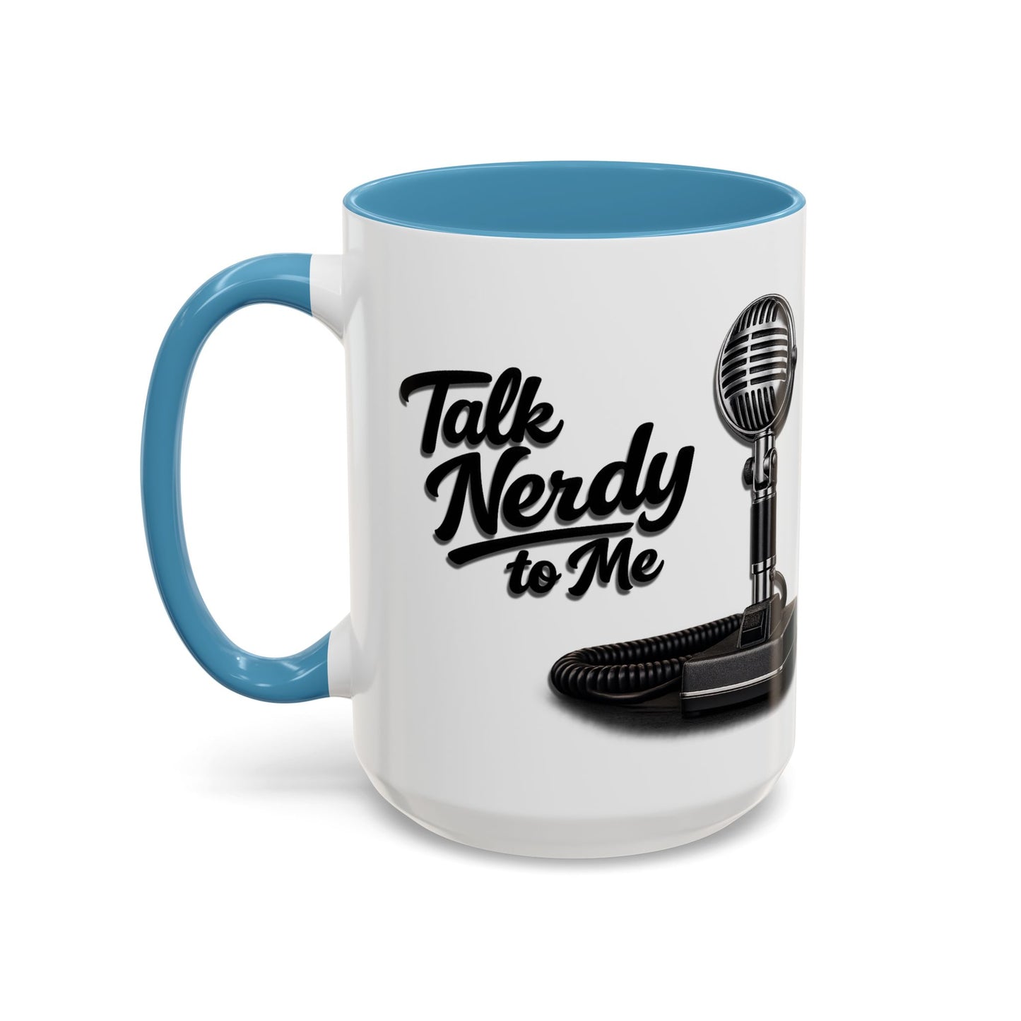 Talk Nerdy to Me Coffee Mug — Retro Ham Radio Microphone Accent Mug (11/15 oz)