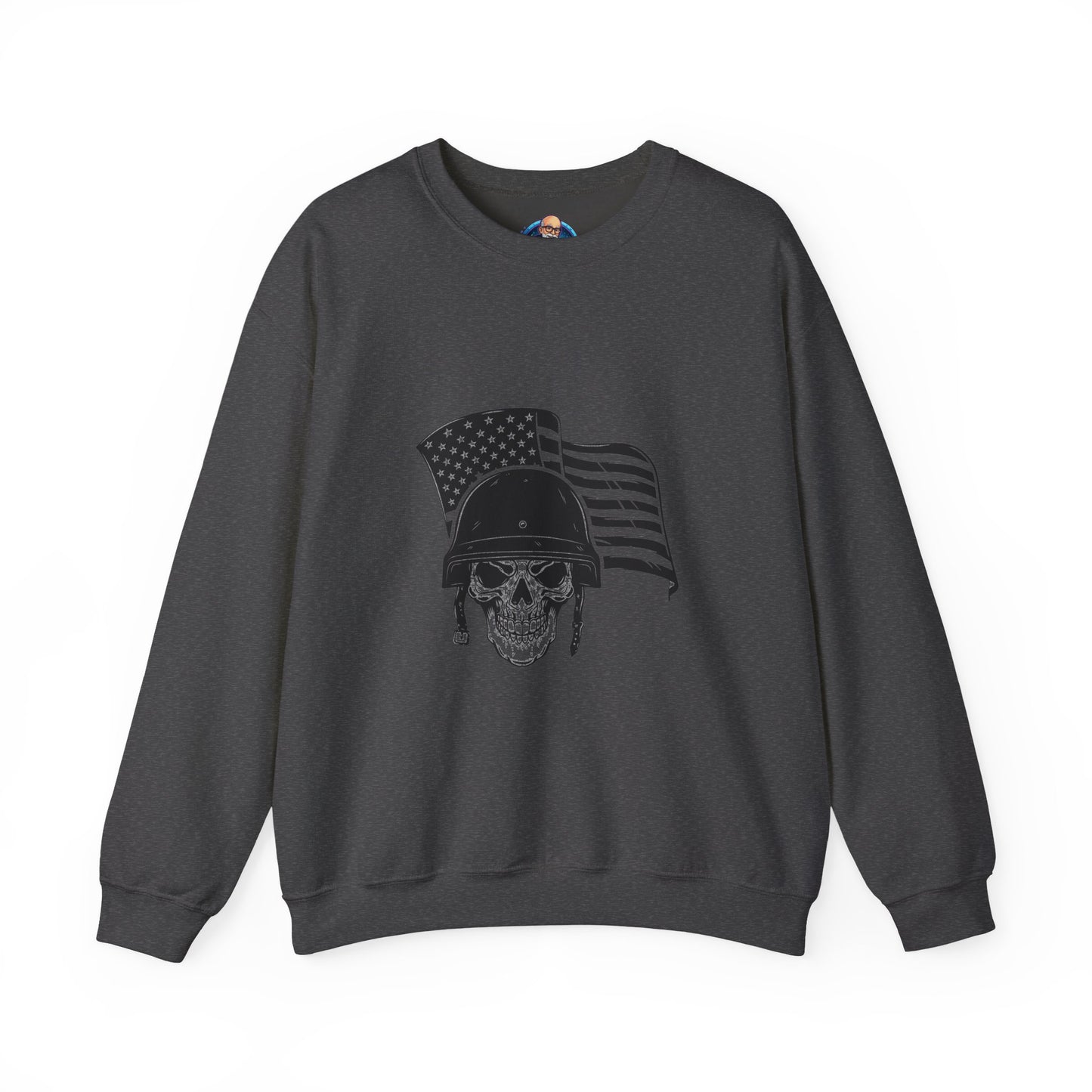 Skull Soldier Crewneck Sweatshirt – American Flag Helmet Graphic