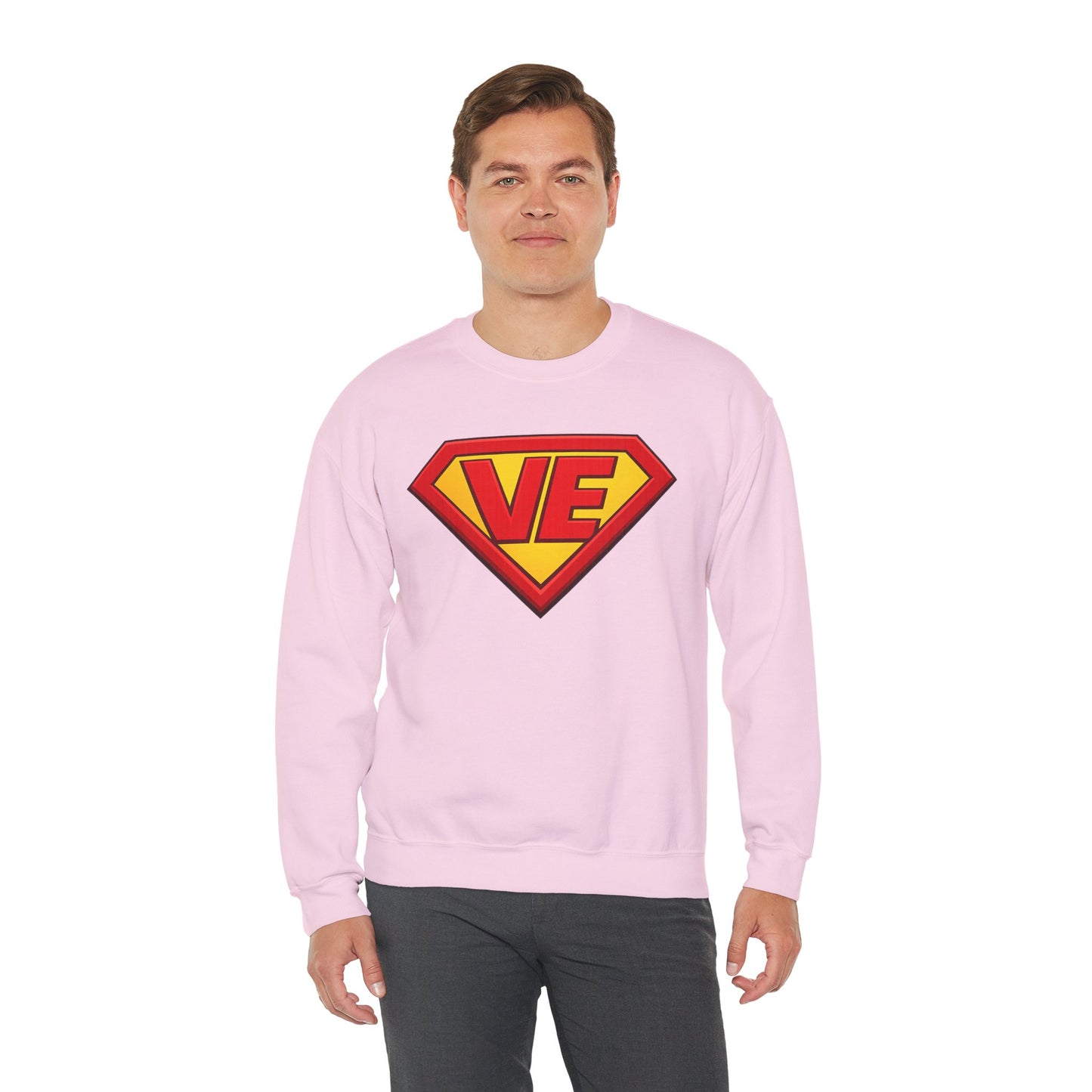 Crewneck Sweatshirt — Superhero 'VE' Logo Pullover
