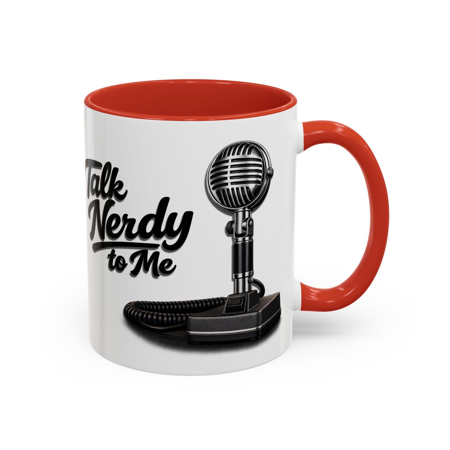 Talk Nerdy to Me Coffee Mug — Retro Ham Radio Microphone Accent Mug (11/15 oz)