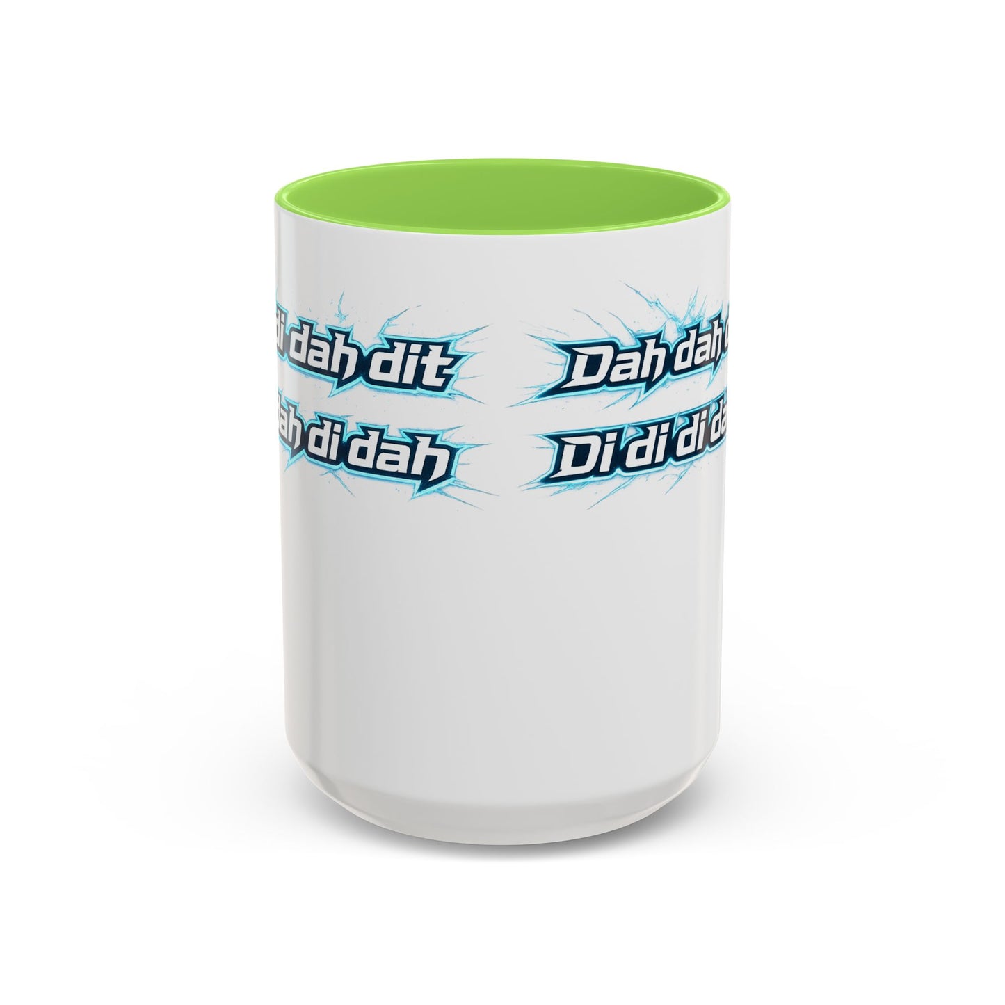 Novelty Mug — 'Dah di dah dit' Repeating Text Ceramic Coffee Cup (11oz & 15oz)