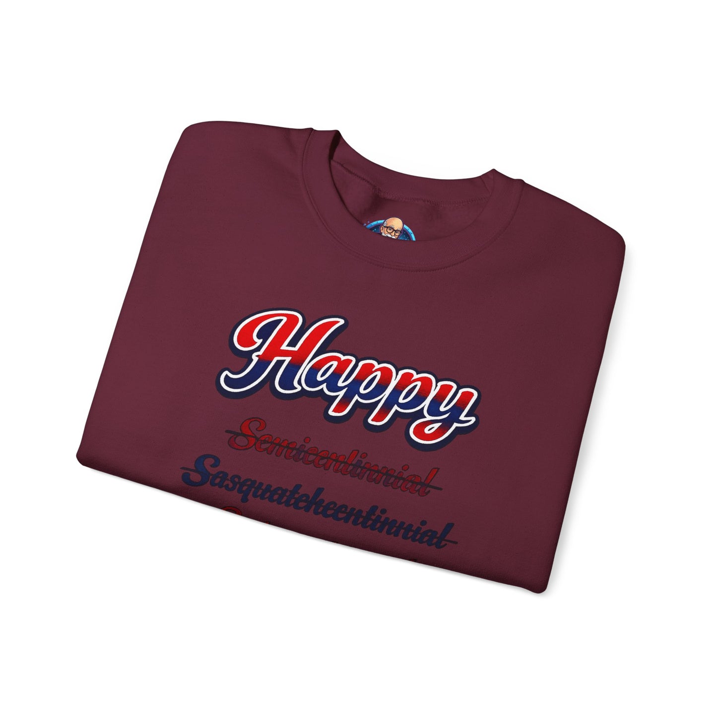 Crewneck Sweatshirt — "Happy 250th America!" Patriotic Retro Script