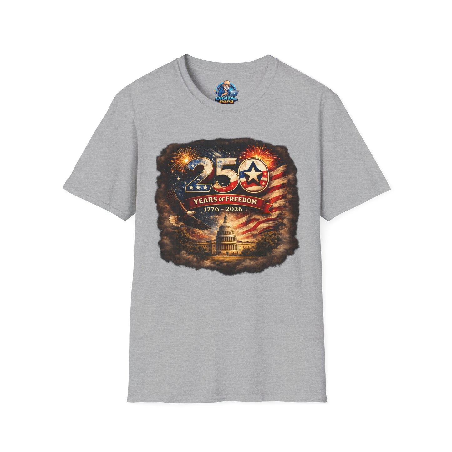 250 Years of Freedom 1776–2026 T-Shirt — Patriotic American Flag & Capitol Anniversary Tee