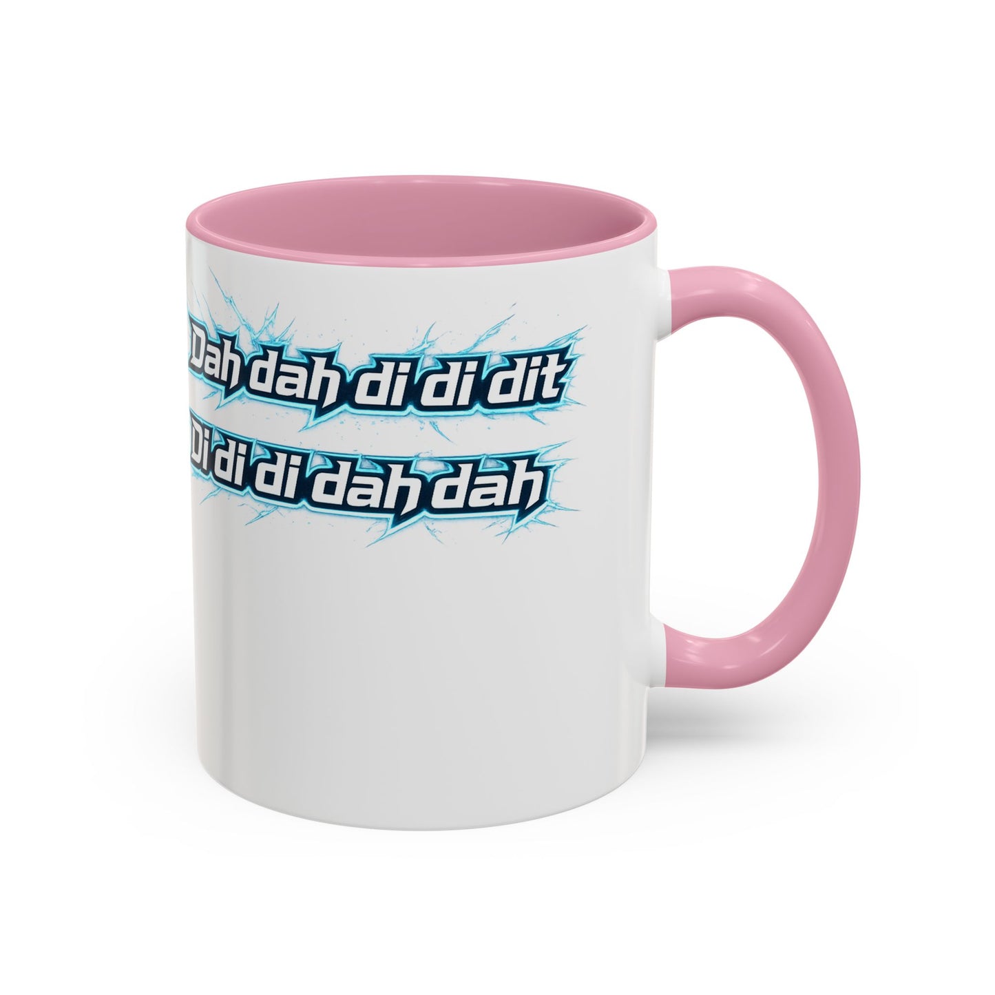 Novelty Mug — 'Dah di dah dit' Repeating Text Ceramic Coffee Cup (11oz & 15oz)