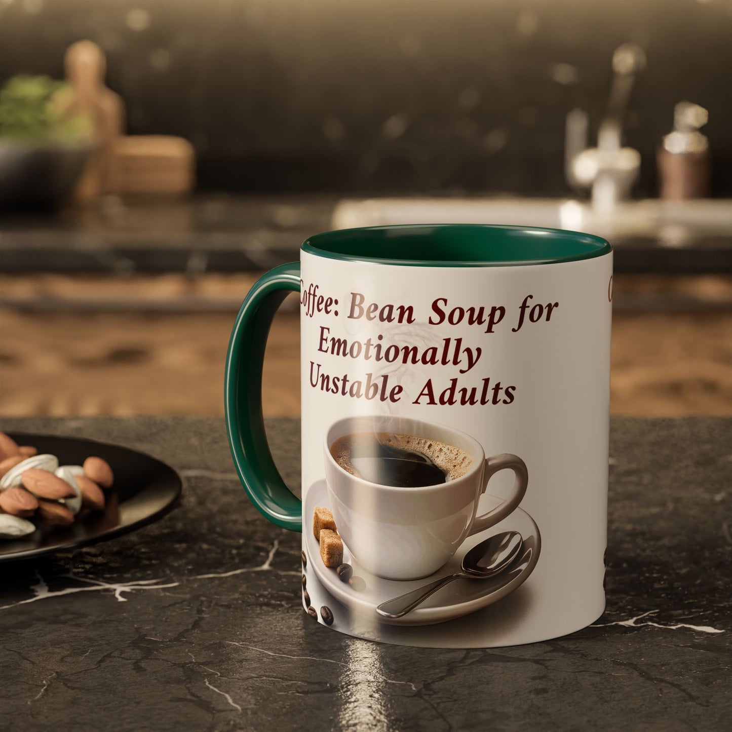Coffee Mug — “Coffee: Bean Soup for Emotionally Unstable Adults” Ceramic 11oz/15oz