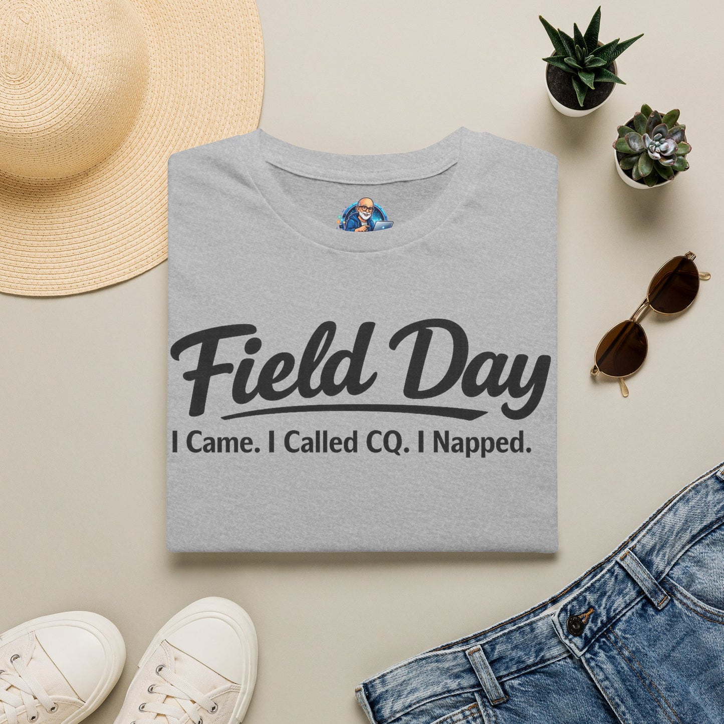 Field Day T-Shirt — "I Came. I Called CQ. I Napped." Casual Ham Radio Shirt