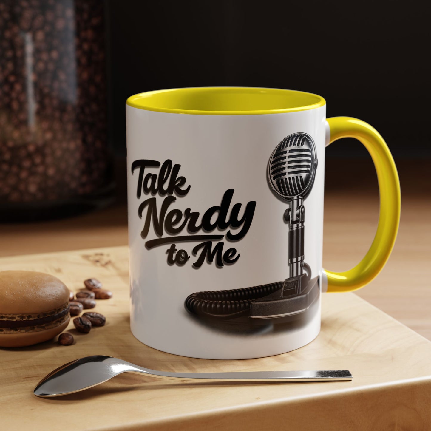 Talk Nerdy to Me Coffee Mug — Retro Ham Radio Microphone Accent Mug (11/15 oz)