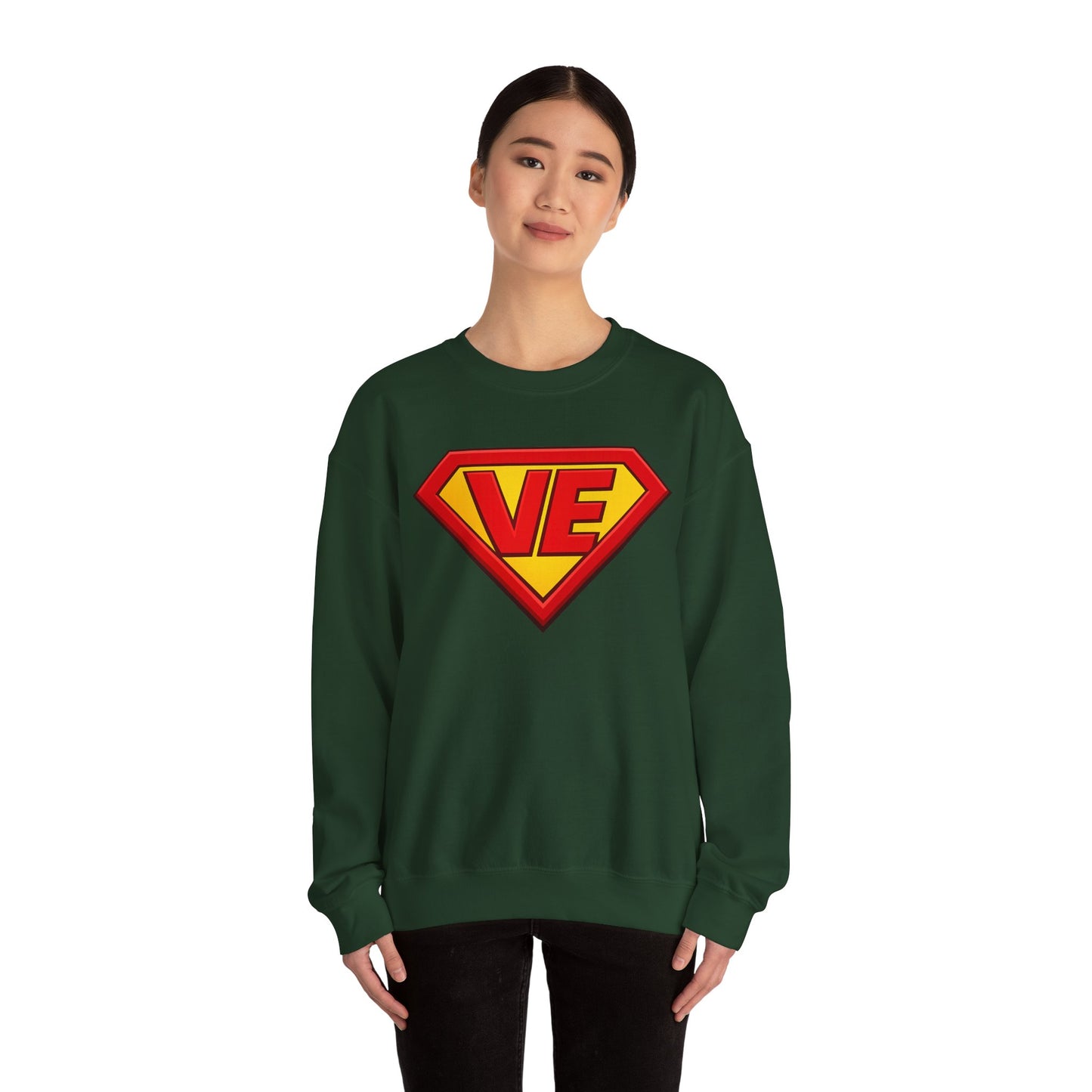 Crewneck Sweatshirt — Superhero 'VE' Logo Pullover