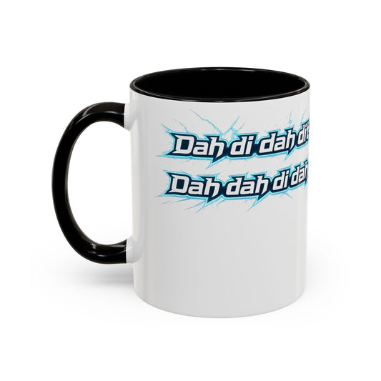 Novelty Mug — 'Dah di dah dit' Repeating Text Ceramic Coffee Cup (11oz & 15oz)