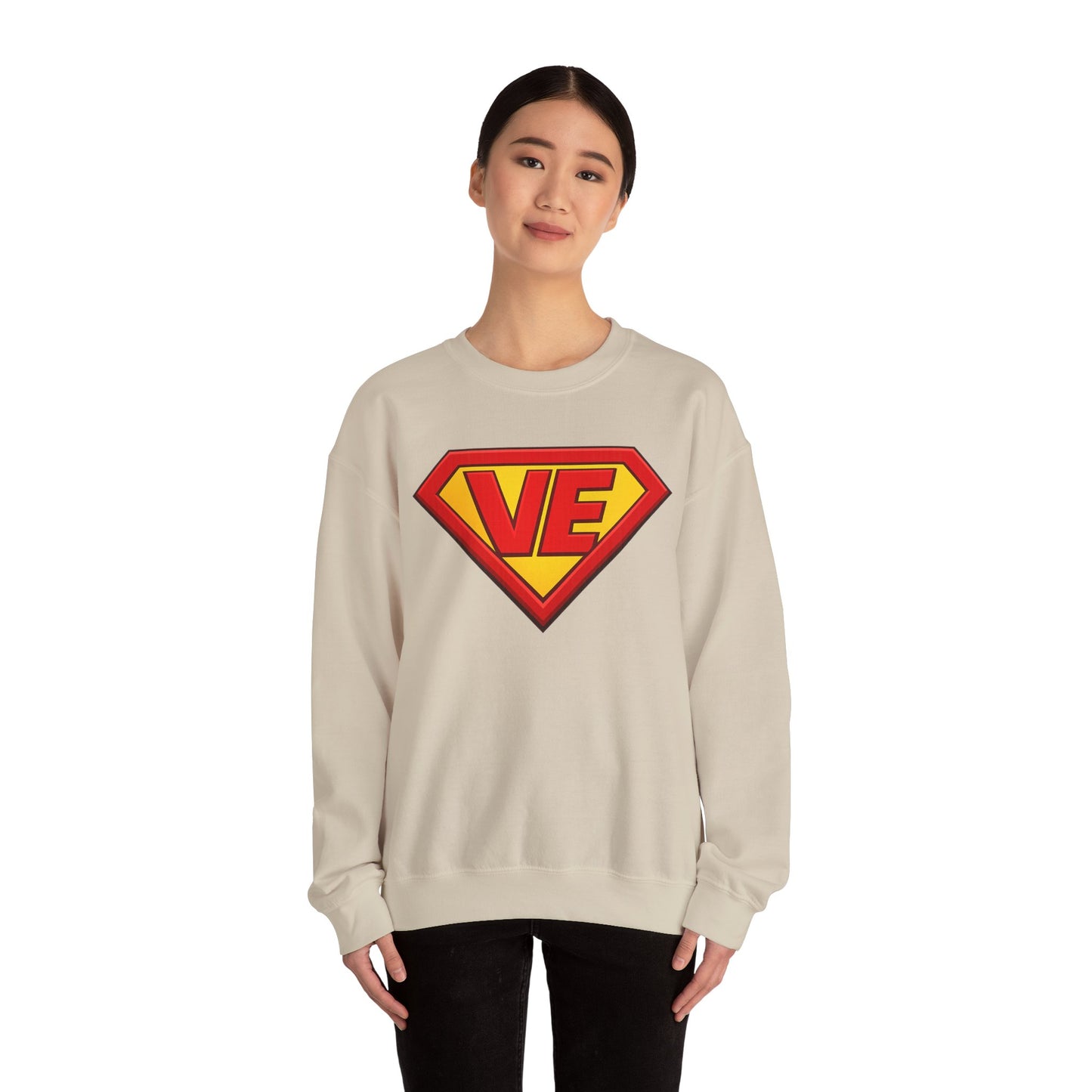 Crewneck Sweatshirt — Superhero 'VE' Logo Pullover