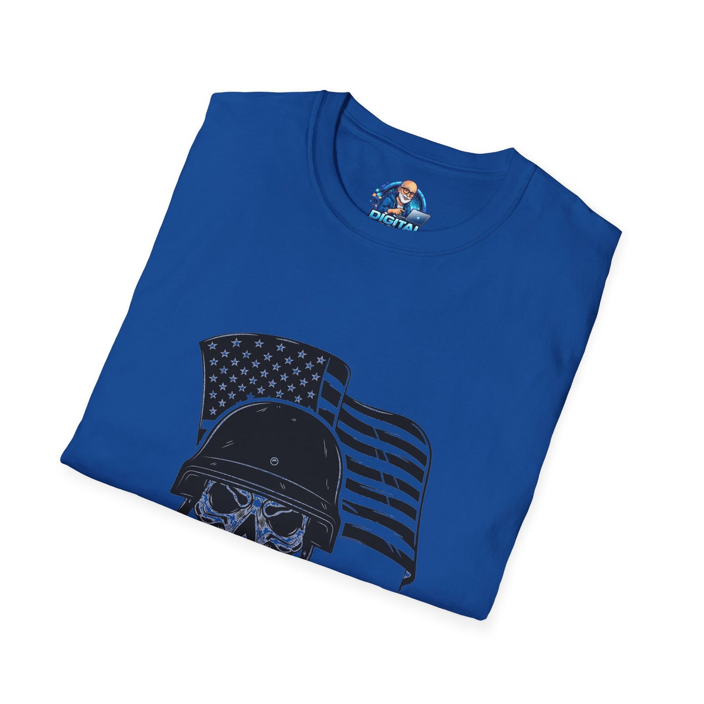 Patriotic Skull Helmet T-Shirt — American Flag Military Skull Graphic Tee
