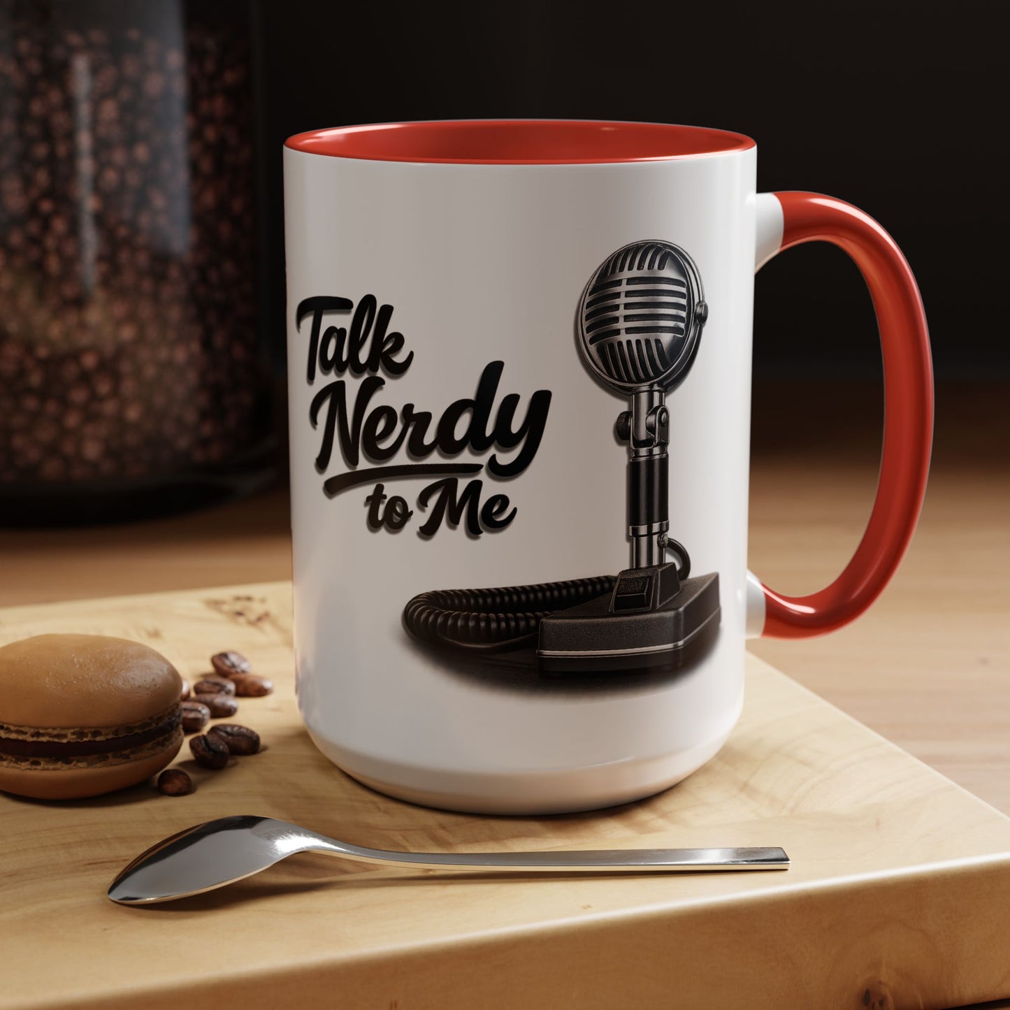 Talk Nerdy to Me Coffee Mug — Retro Ham Radio Microphone Accent Mug (11/15 oz)