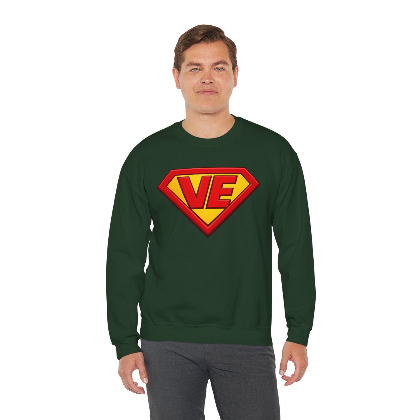Crewneck Sweatshirt — Superhero 'VE' Logo Pullover