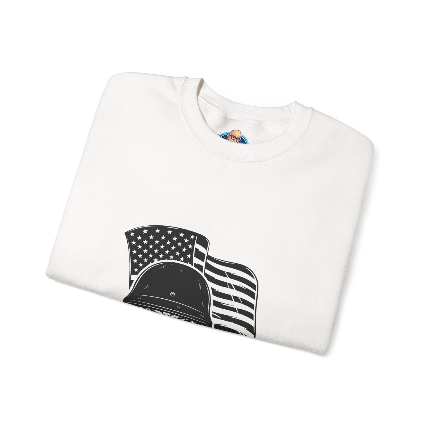 Skull Soldier Crewneck Sweatshirt – American Flag Helmet Graphic
