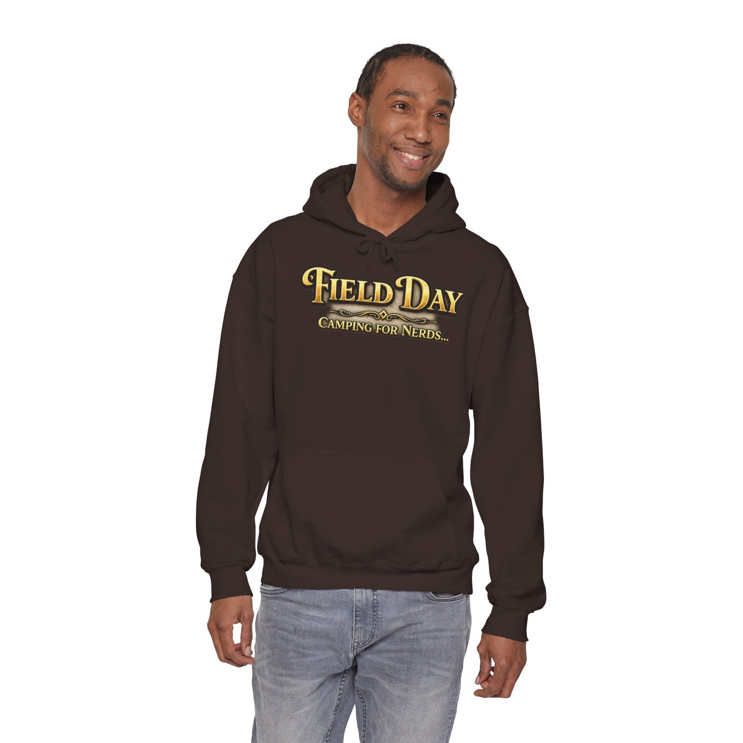 "Field Day: Camping for Nerds" Retro Outdoor Graphic Hoodie