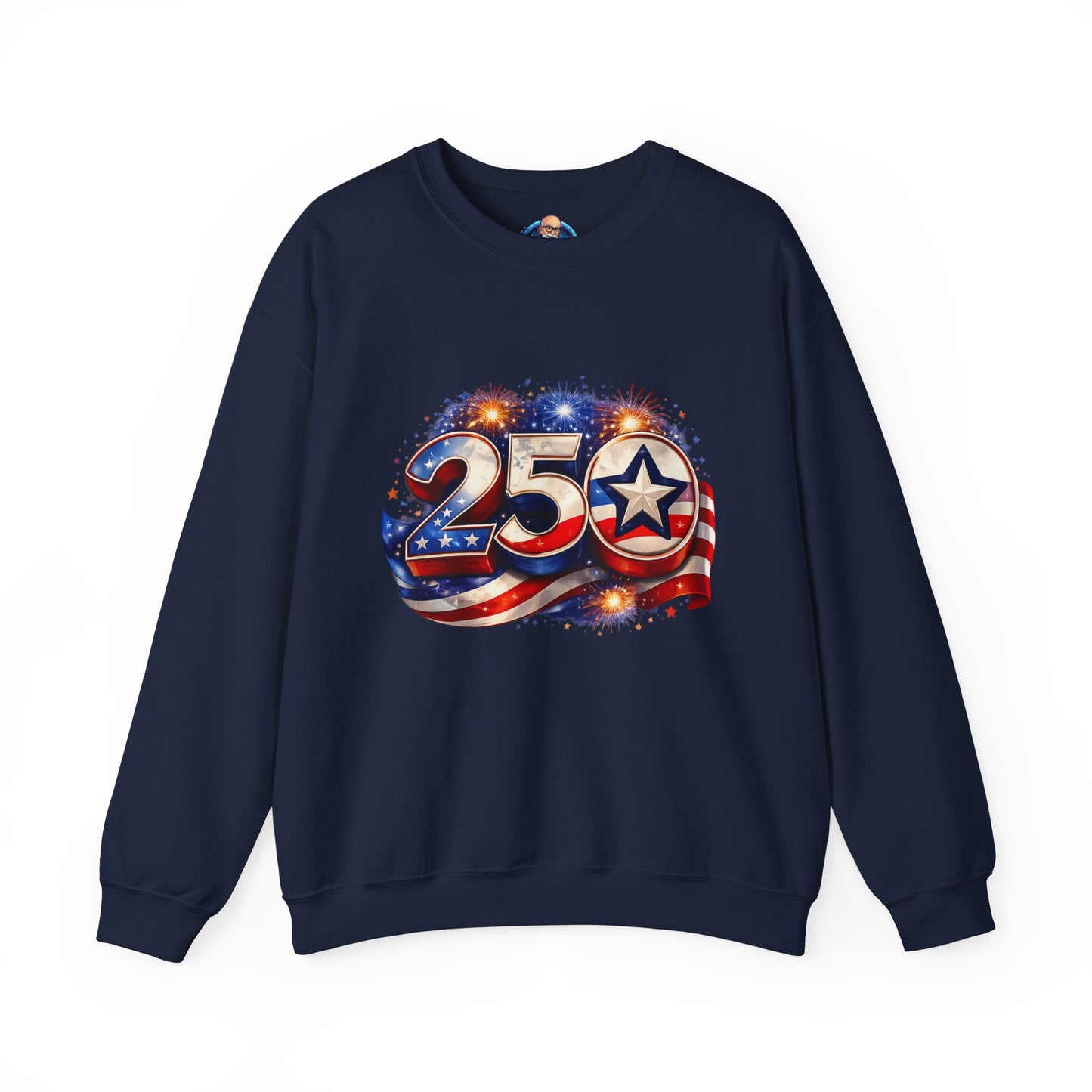 Crewneck Sweatshirt – '250' American Flag Stars & Stripes Patriotic Design