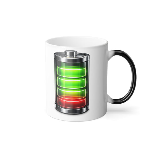 Color-Changing Battery Level Mug — 11oz Heat Sensitive Coffee Cup