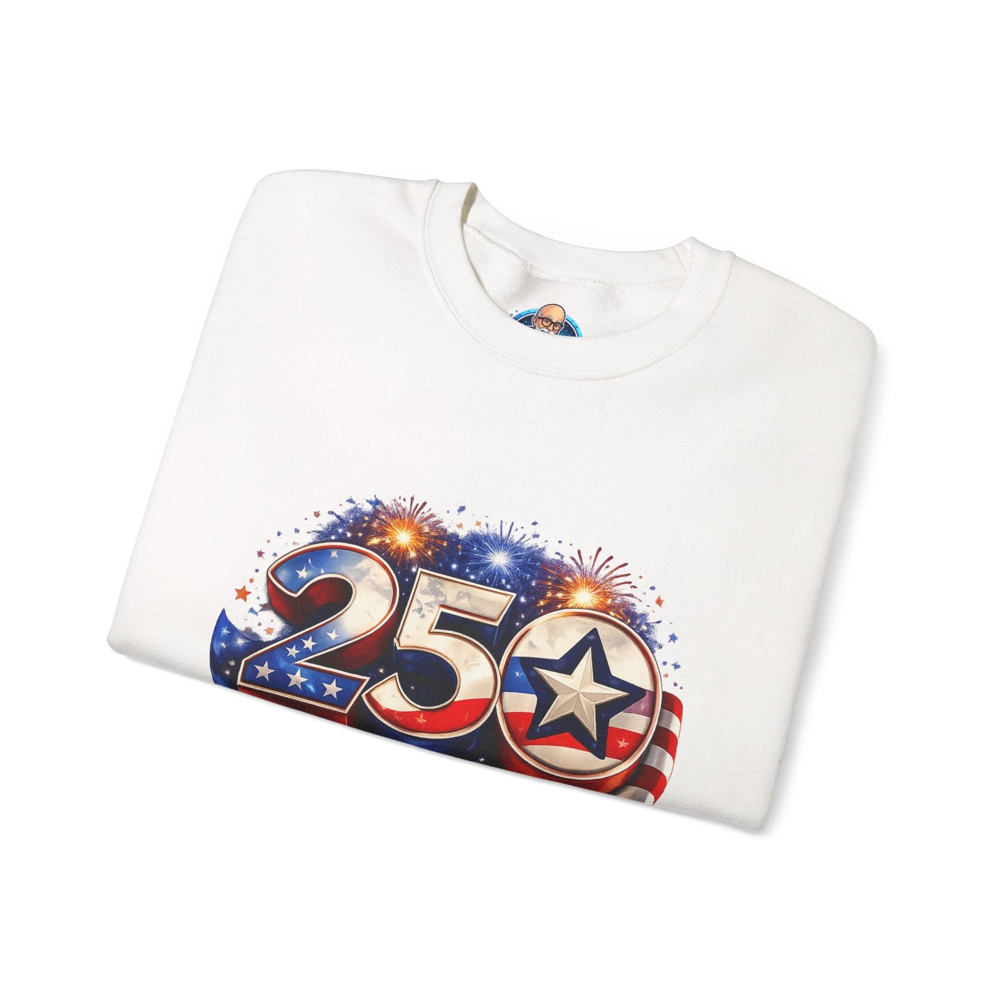 Crewneck Sweatshirt – '250' American Flag Stars & Stripes Patriotic Design
