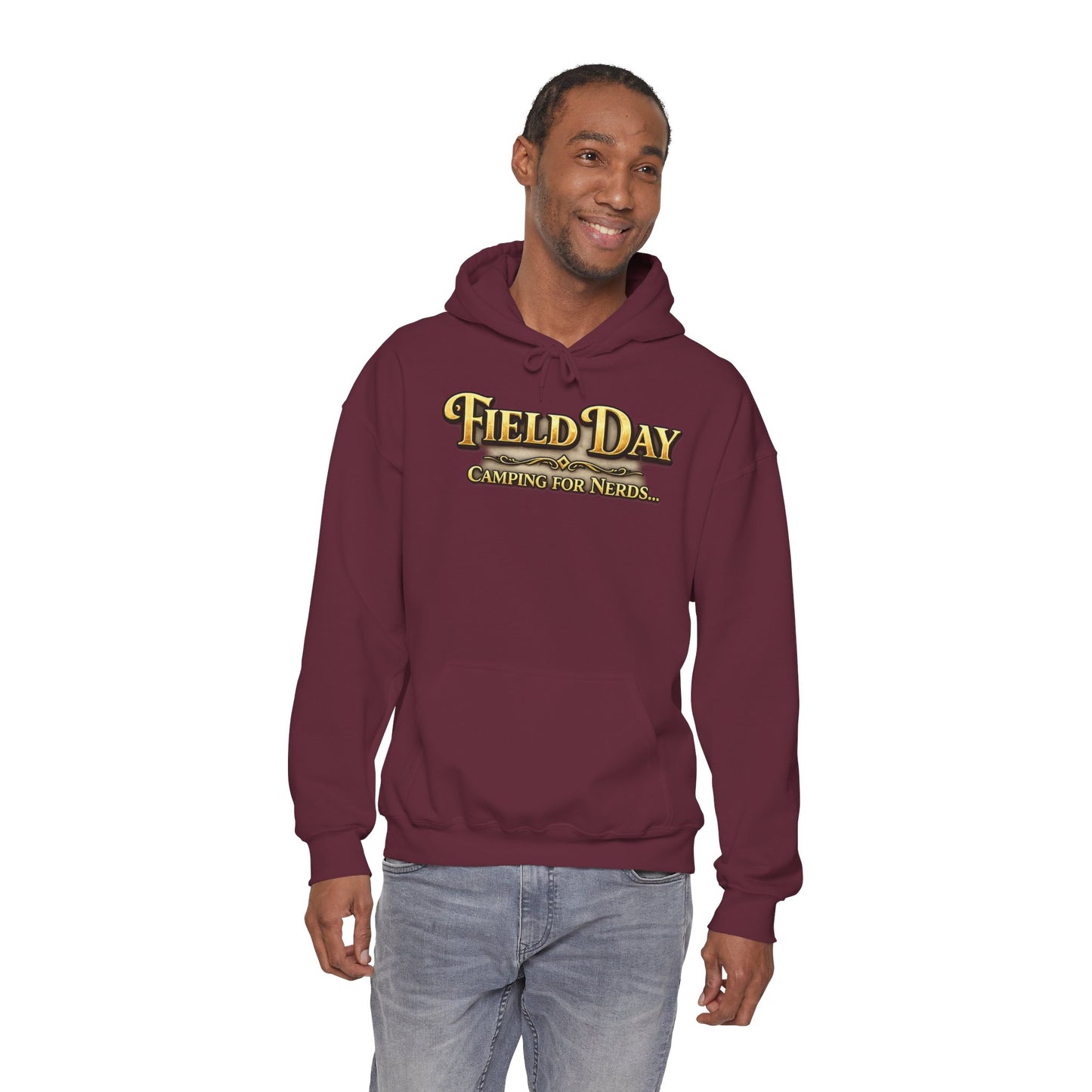 "Field Day: Camping for Nerds" Retro Outdoor Graphic Hoodie