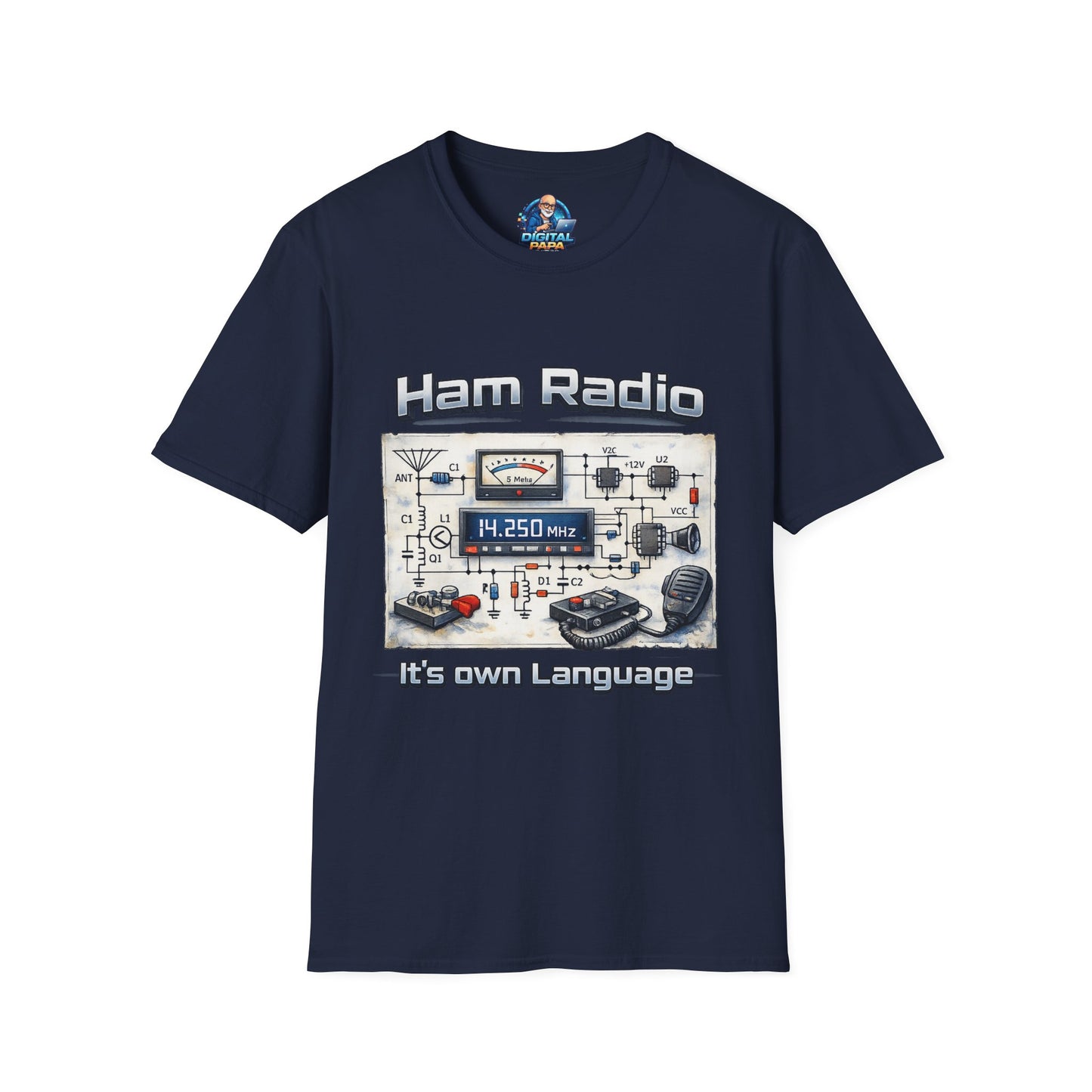 Ham Radio T-Shirt — “Ham Radio: It’s Own Language” Retro Radio Design