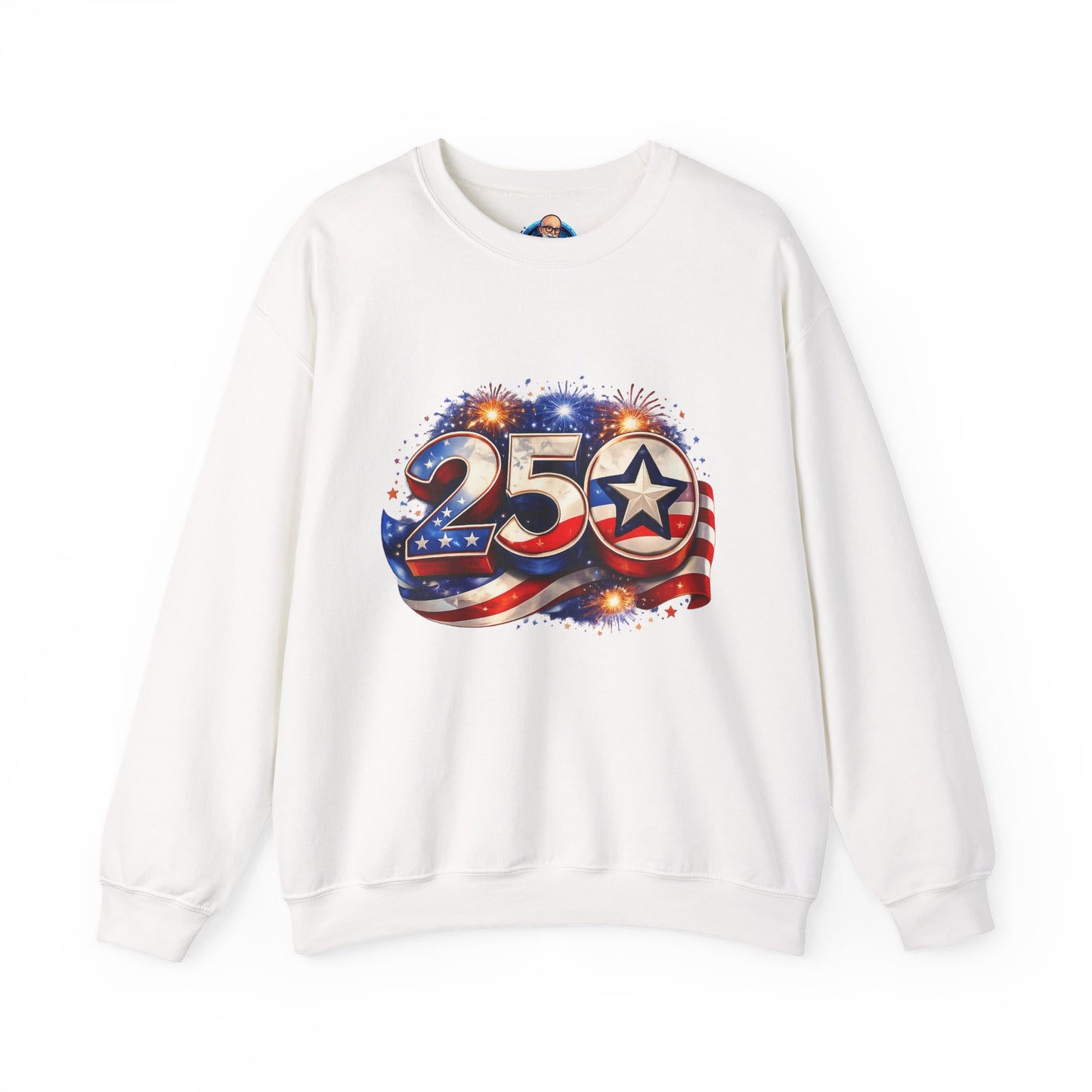 Crewneck Sweatshirt – '250' American Flag Stars & Stripes Patriotic Design