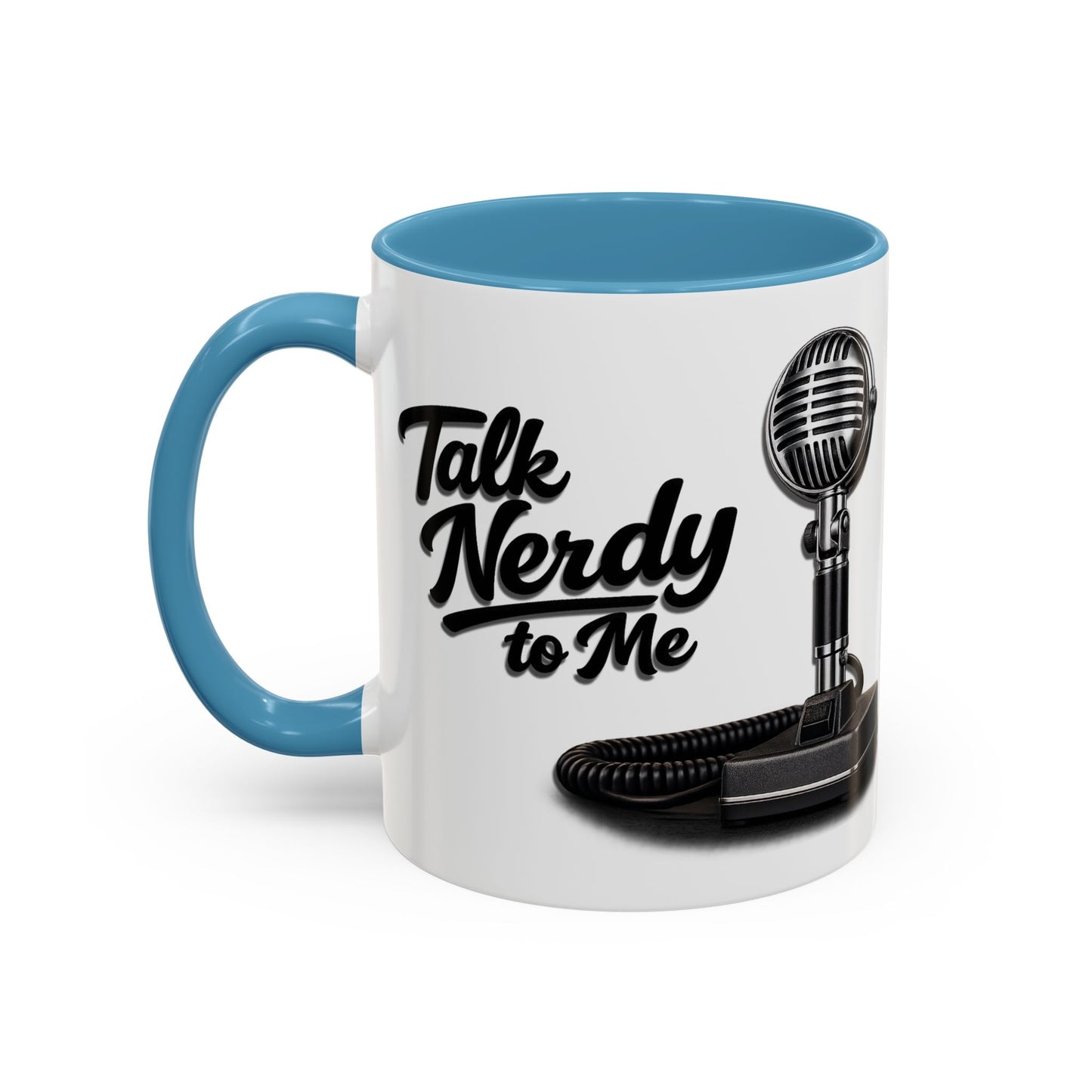 Talk Nerdy to Me Coffee Mug — Retro Ham Radio Microphone Accent Mug (11/15 oz)