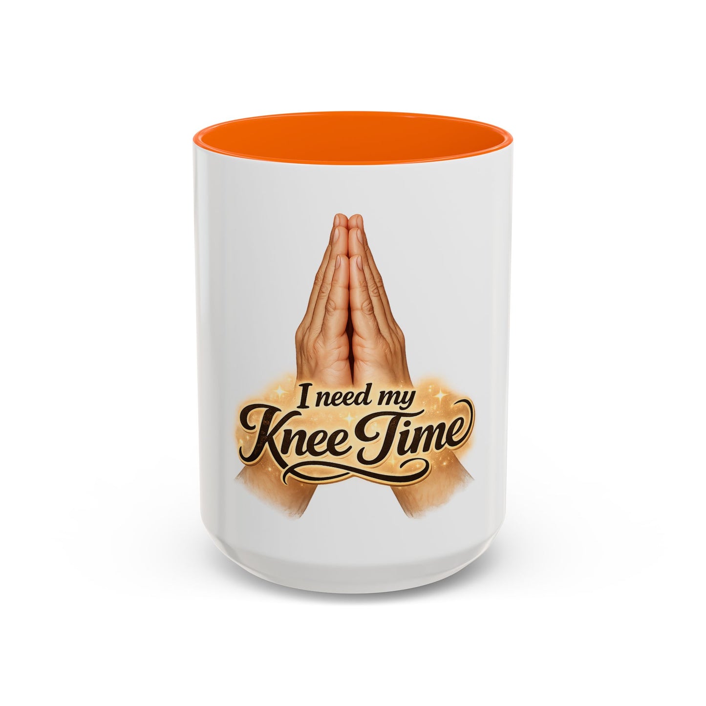 I Need My Knee Time Prayer Coffee Mug — Religious Prayer Hands Accent Mug