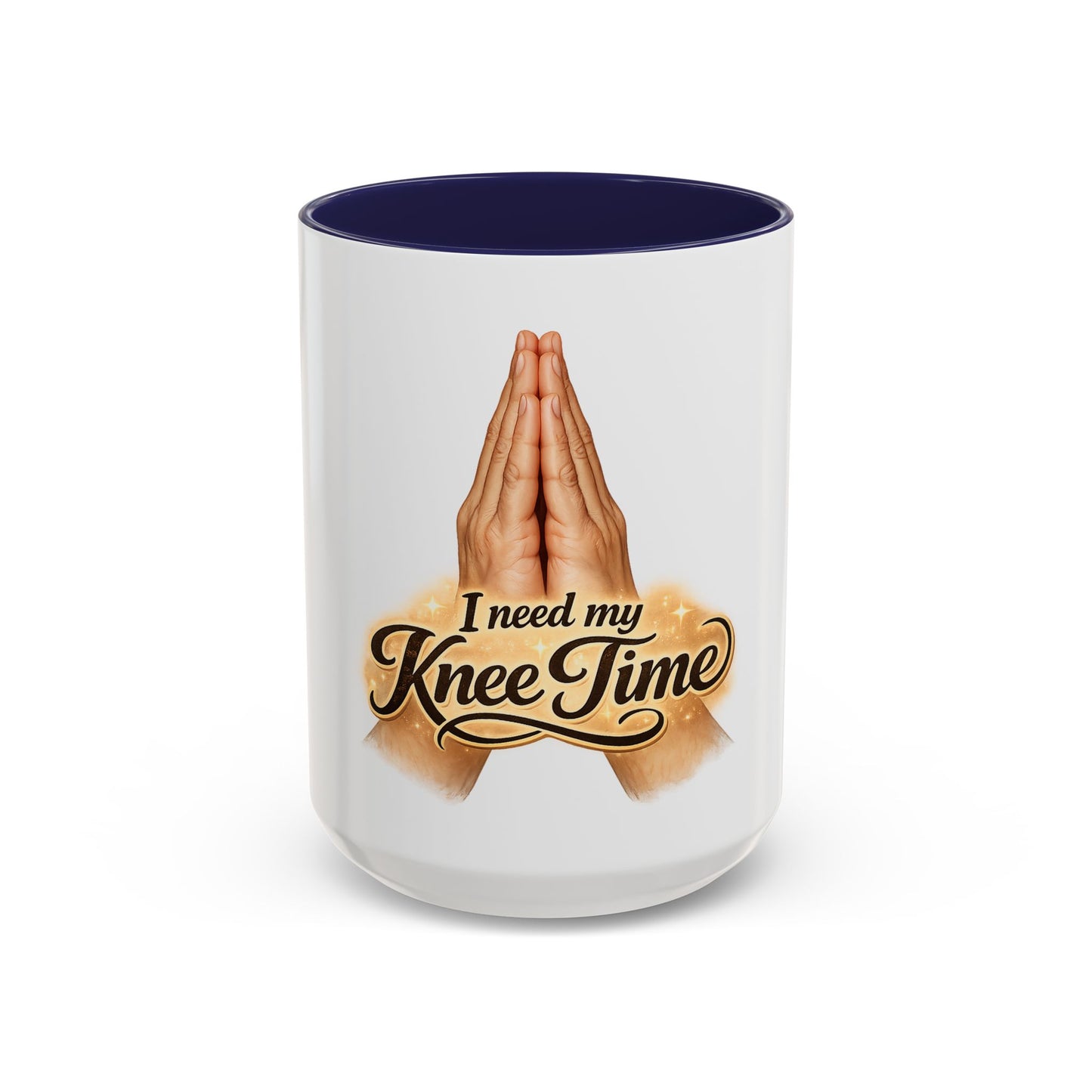I Need My Knee Time Prayer Coffee Mug — Religious Prayer Hands Accent Mug