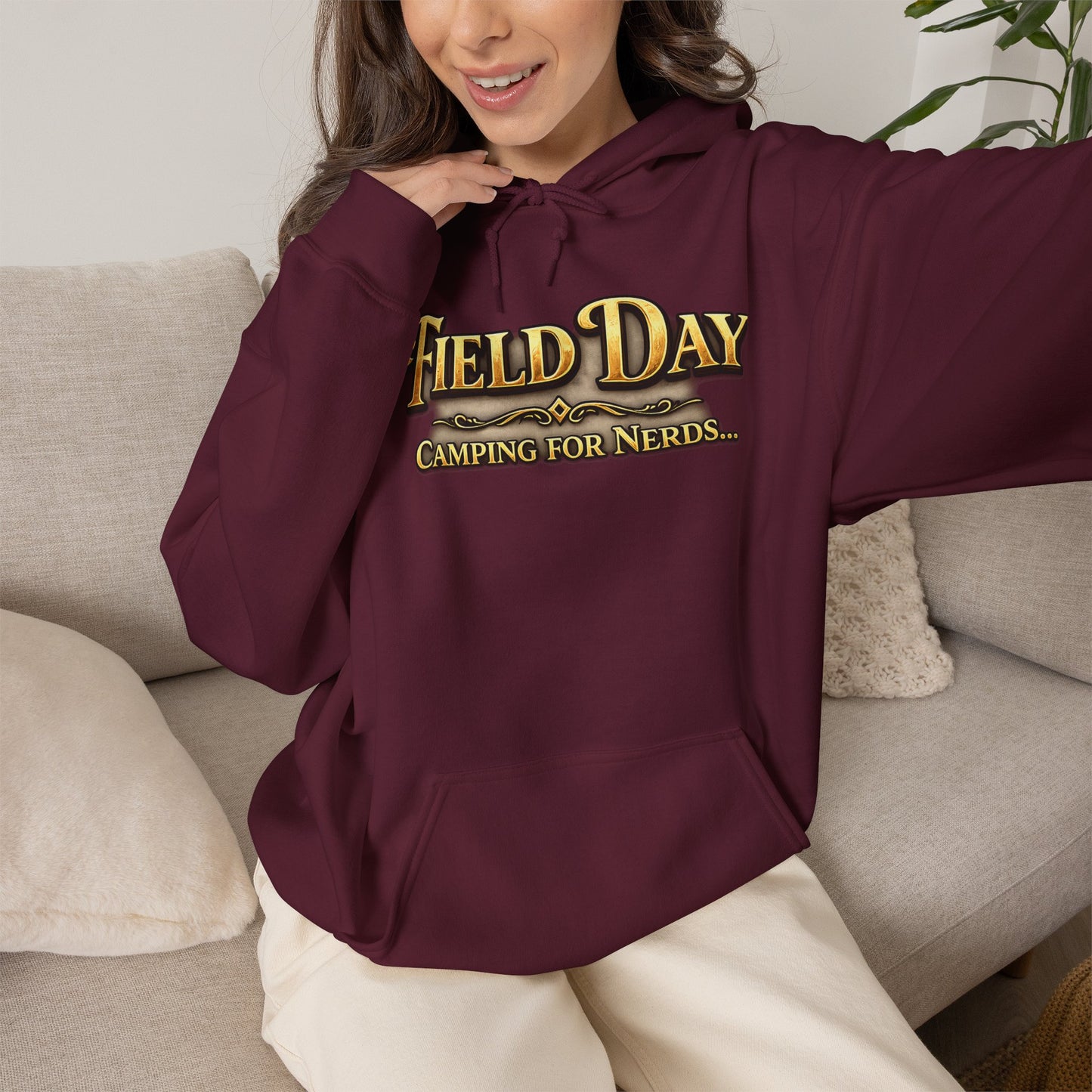 "Field Day: Camping for Nerds" Retro Outdoor Graphic Hoodie