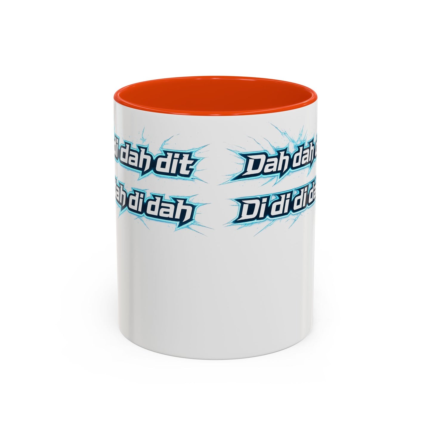 Novelty Mug — 'Dah di dah dit' Repeating Text Ceramic Coffee Cup (11oz & 15oz)