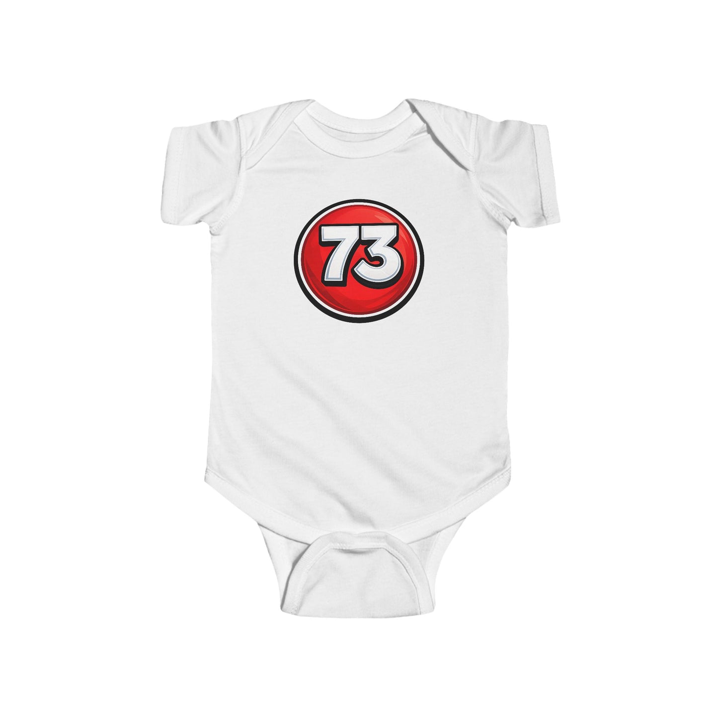 Baby Bodysuit — Red 73 Number Graphic Infant Onesie