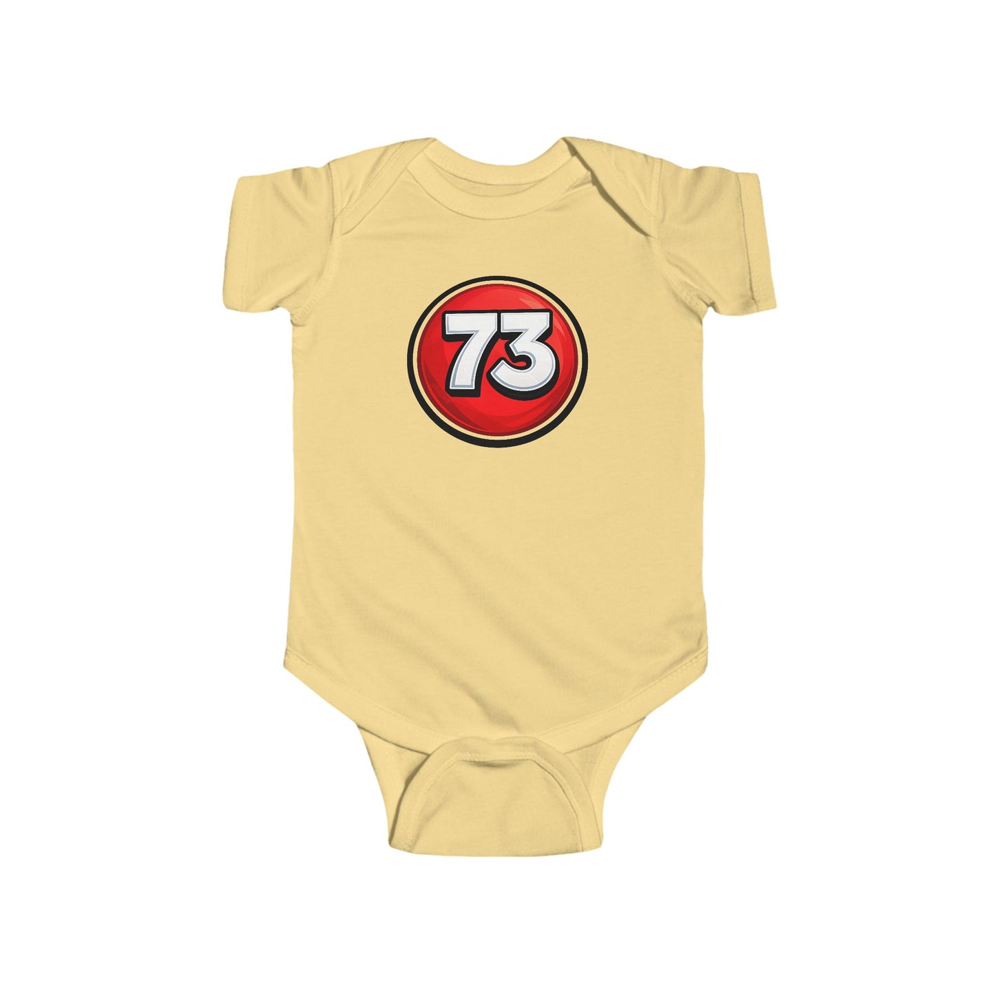 Baby Bodysuit — Red 73 Number Graphic Infant Onesie