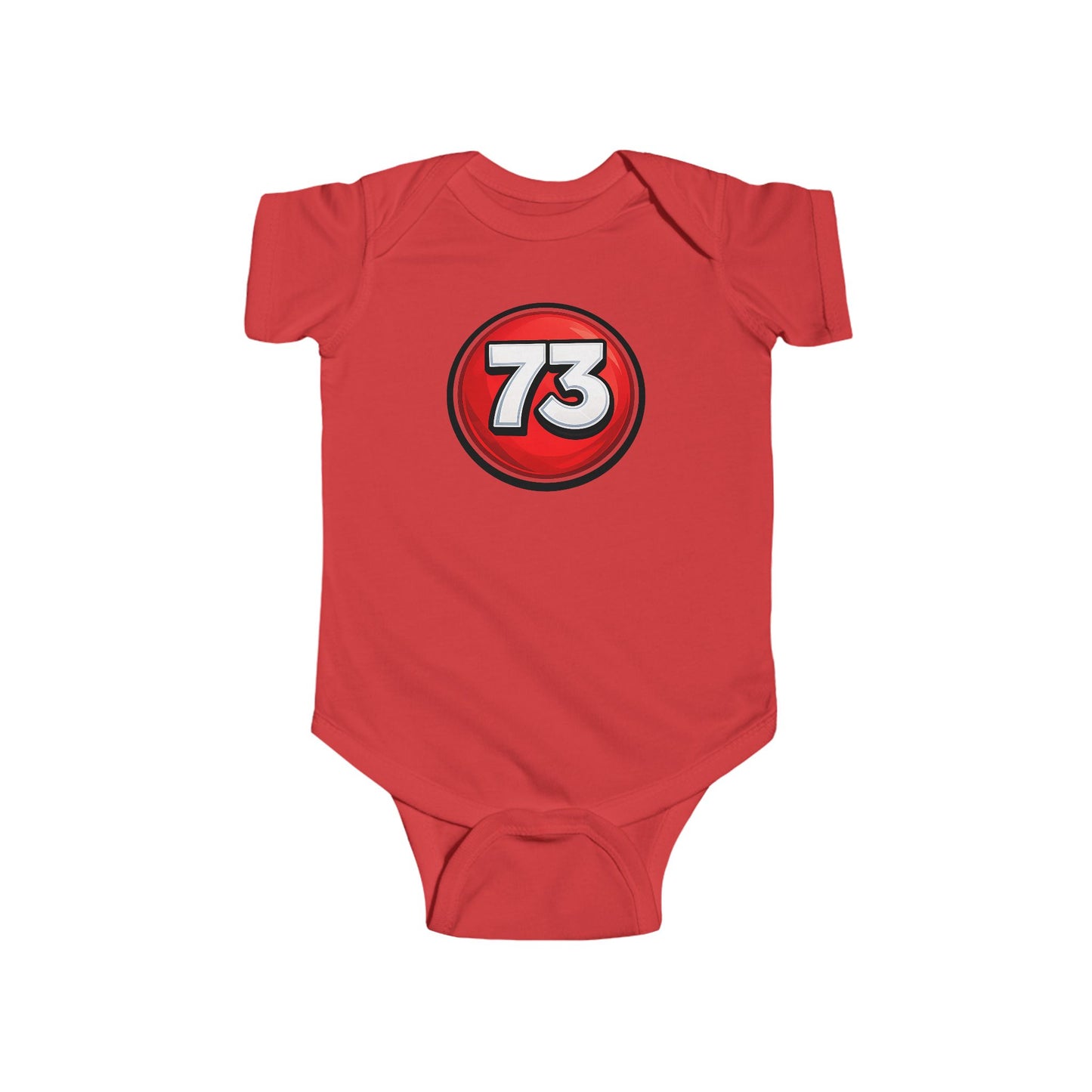 Baby Bodysuit — Red 73 Number Graphic Infant Onesie