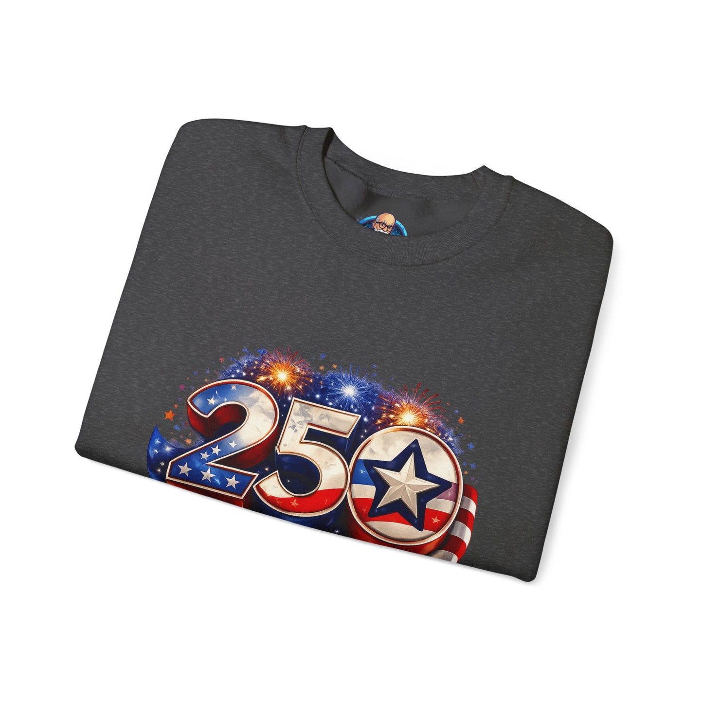 Crewneck Sweatshirt – '250' American Flag Stars & Stripes Patriotic Design