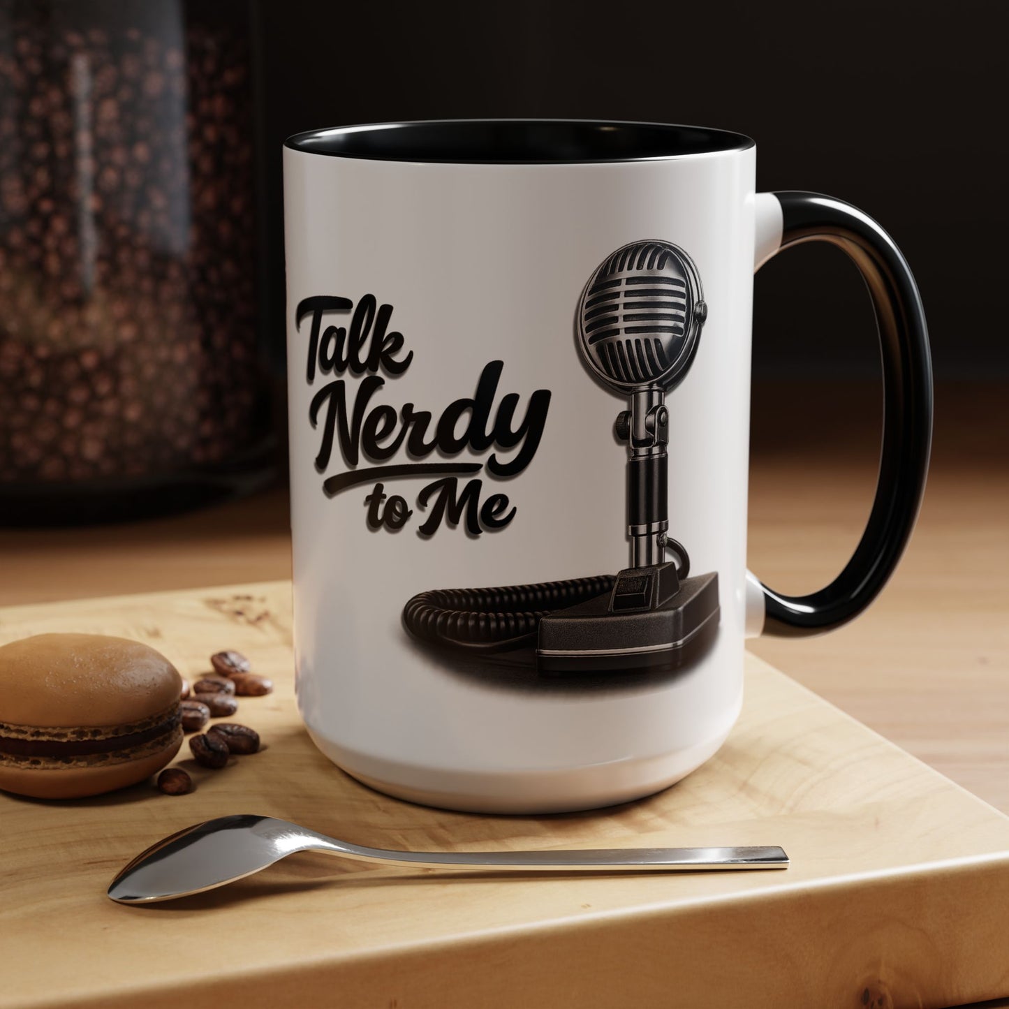 Talk Nerdy to Me Coffee Mug — Retro Ham Radio Microphone Accent Mug (11/15 oz)