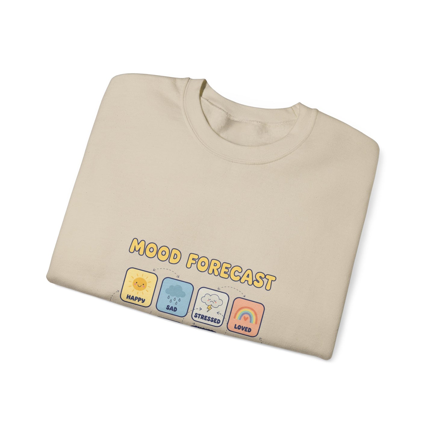 Mood Forecast Chart Sweatshirt | whimsical weather map, emotion forecast illustration