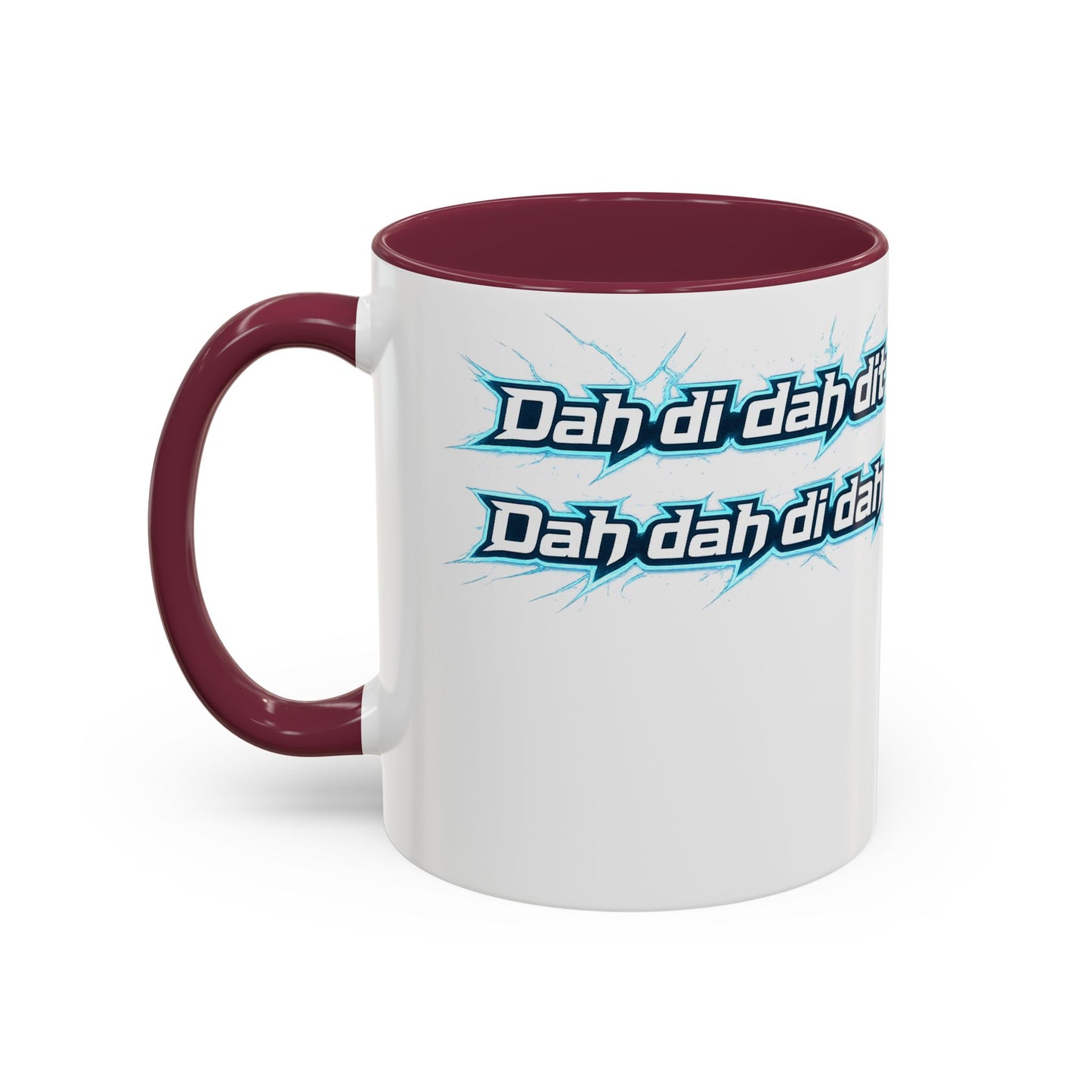Novelty Mug — 'Dah di dah dit' Repeating Text Ceramic Coffee Cup (11oz & 15oz)
