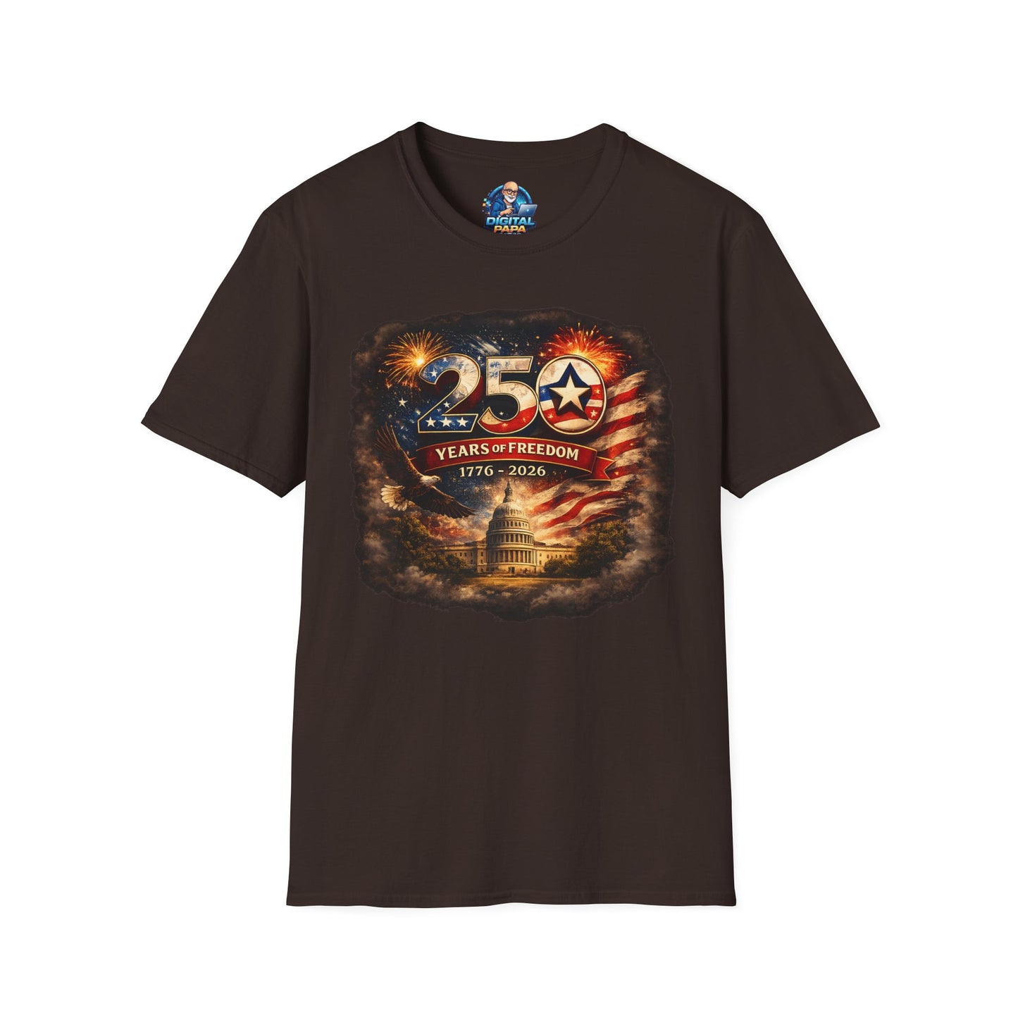 250 Years of Freedom 1776–2026 T-Shirt — Patriotic American Flag & Capitol Anniversary Tee