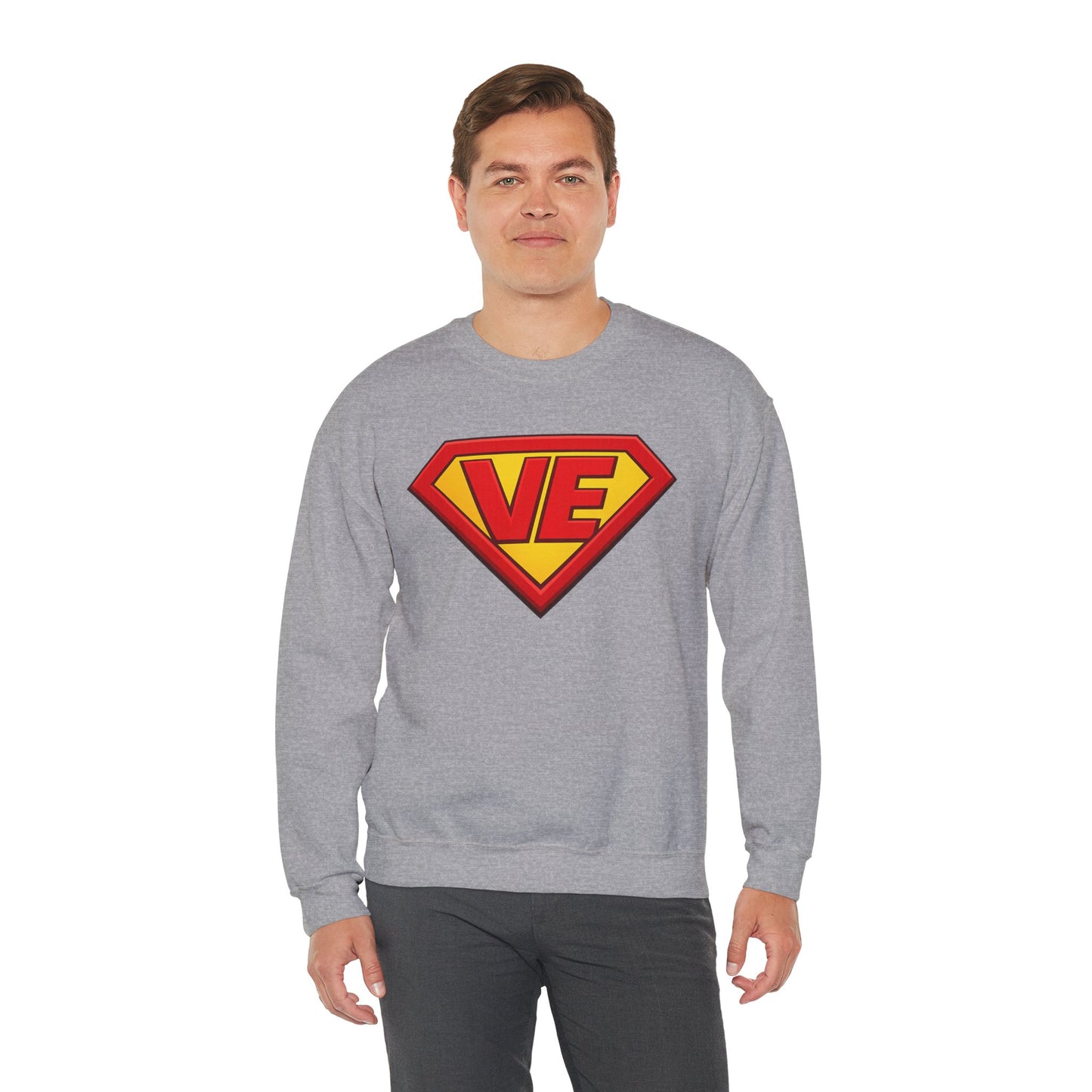 Crewneck Sweatshirt — Superhero 'VE' Logo Pullover