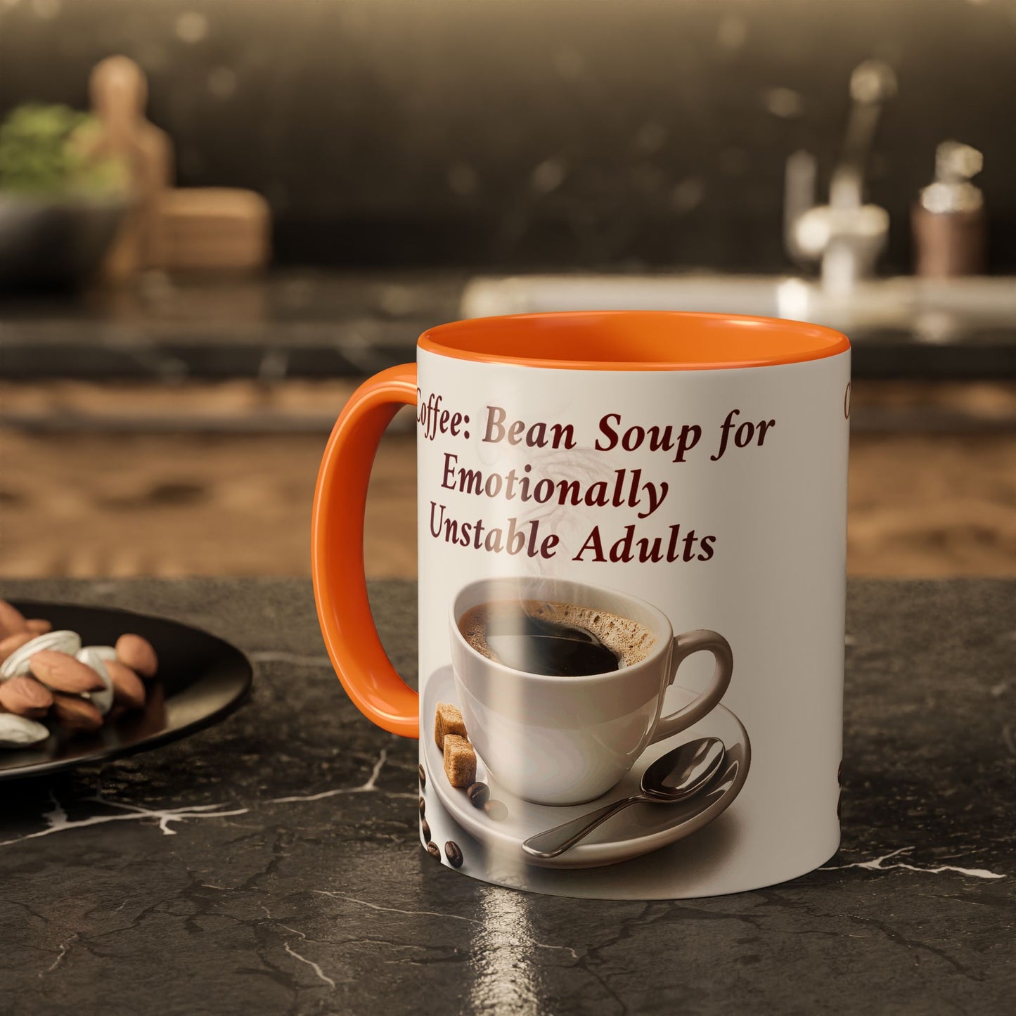 Coffee Mug — “Coffee: Bean Soup for Emotionally Unstable Adults” Ceramic 11oz/15oz