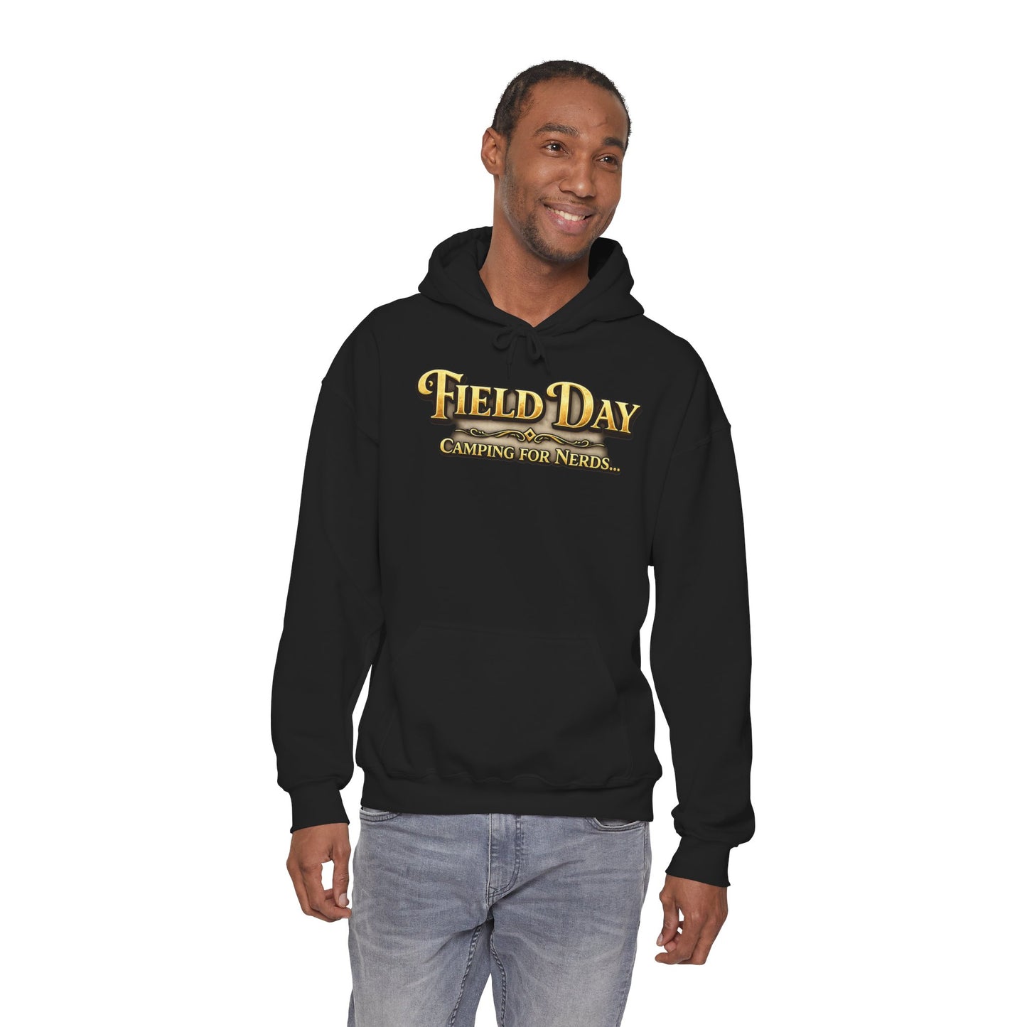 "Field Day: Camping for Nerds" Retro Outdoor Graphic Hoodie