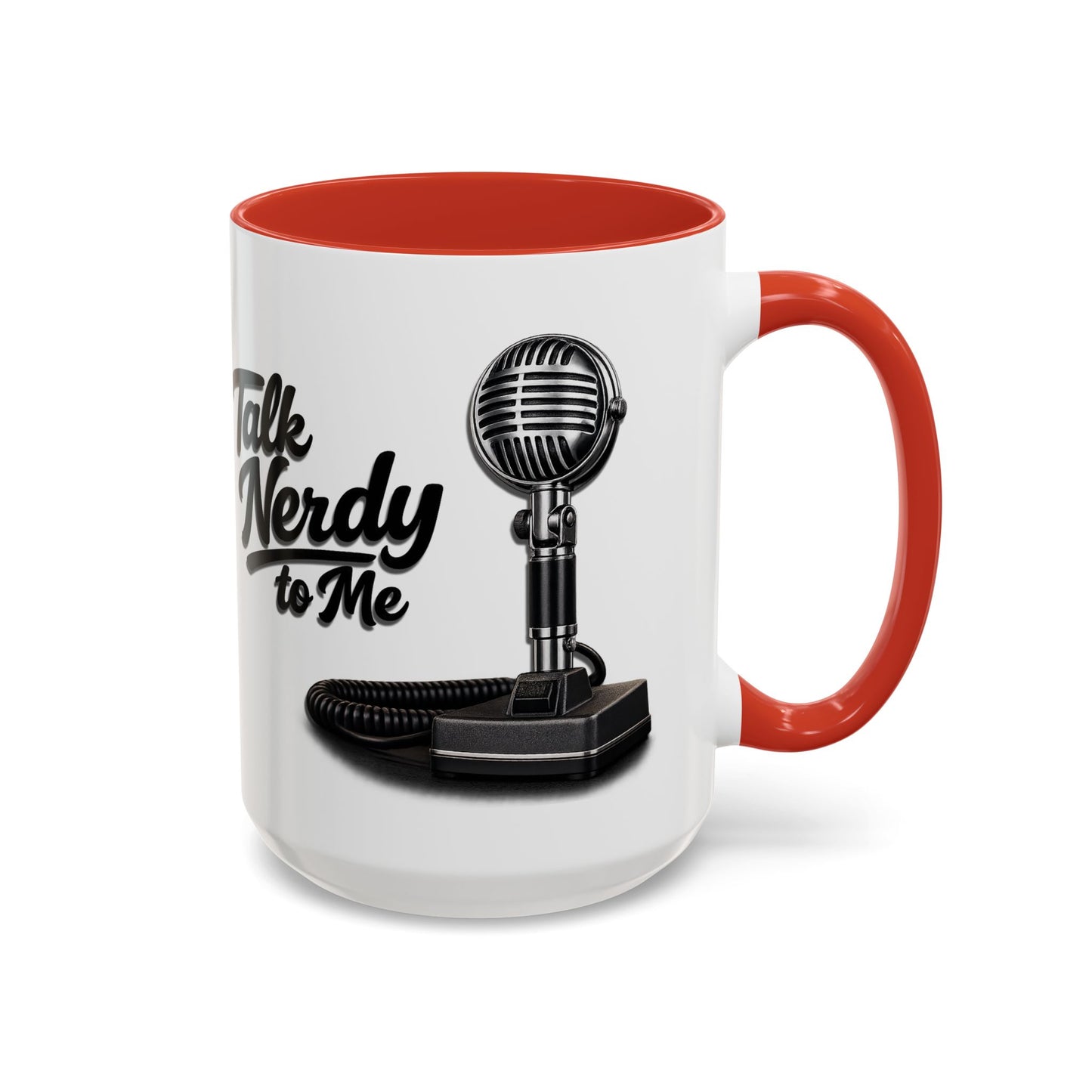 Talk Nerdy to Me Coffee Mug — Retro Ham Radio Microphone Accent Mug (11/15 oz)