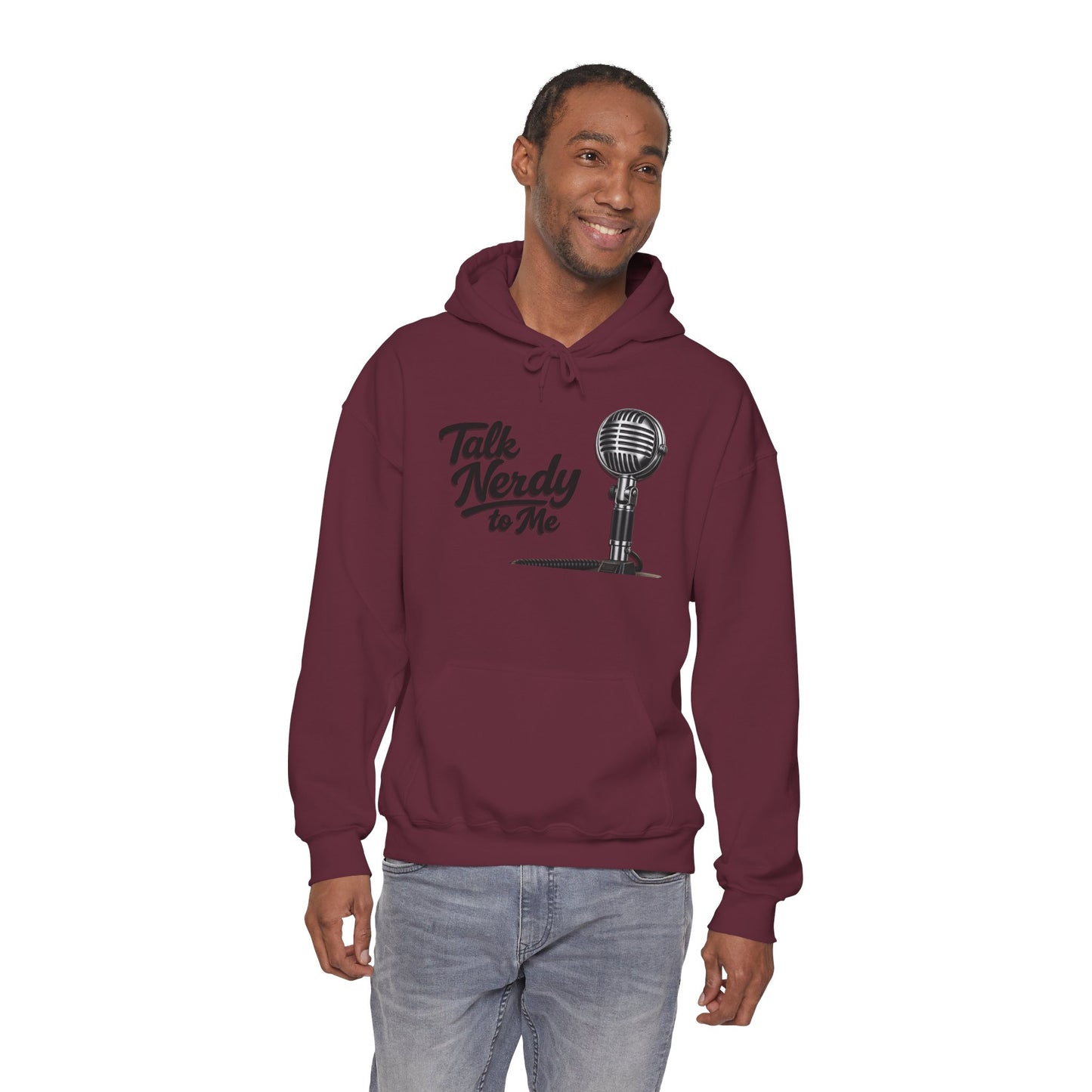 Hoodie — "Talk Nerdy to Me" Retro Ham Radio Microphone Graphic