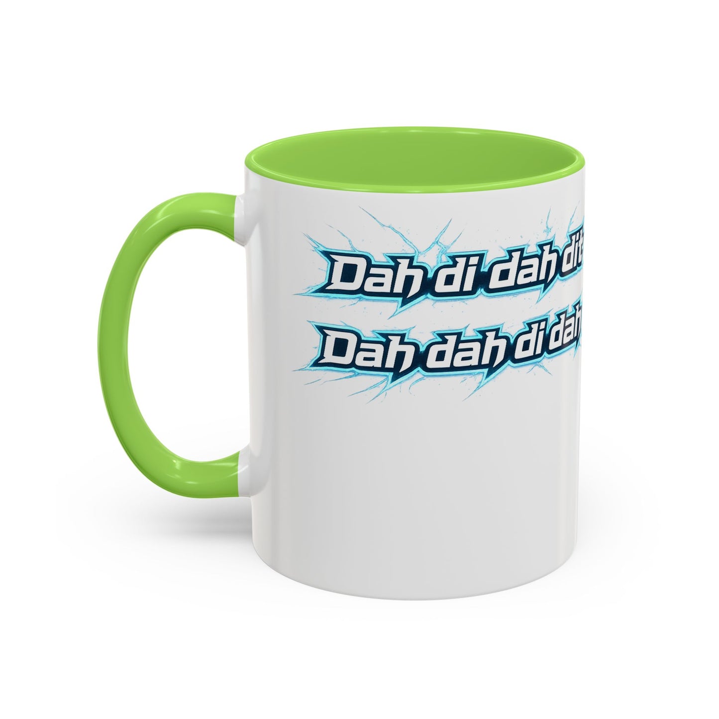 Novelty Mug — 'Dah di dah dit' Repeating Text Ceramic Coffee Cup (11oz & 15oz)